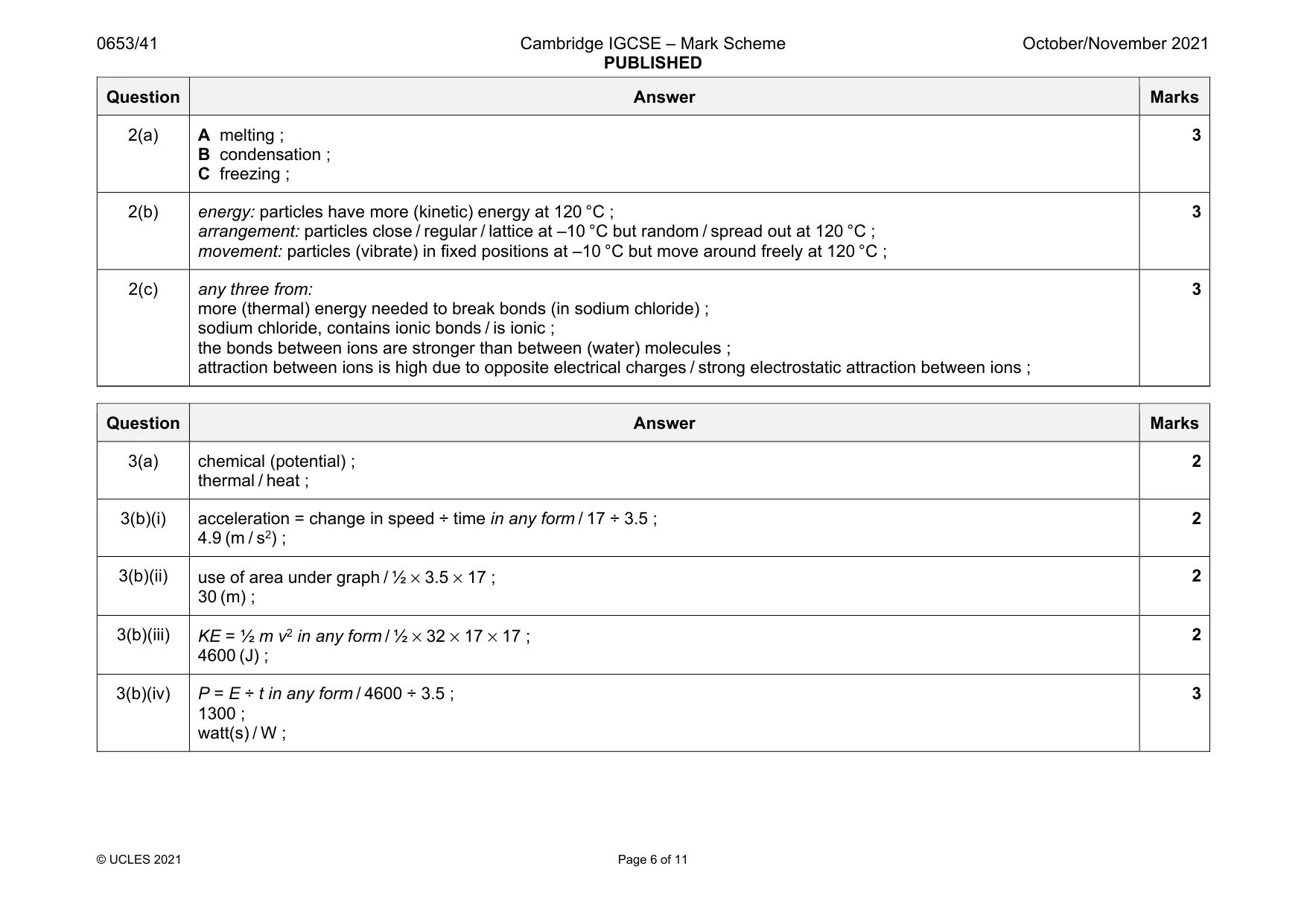 Mark scheme, page 6 of 11
