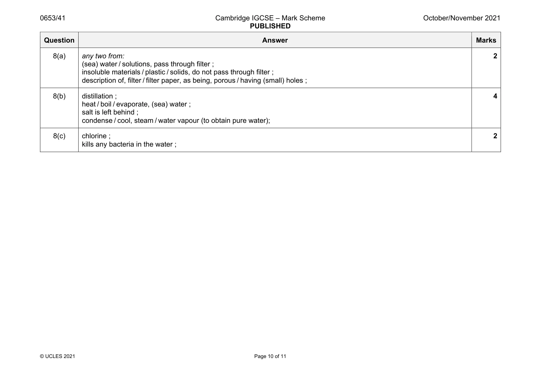 Mark scheme, page 10 of 11