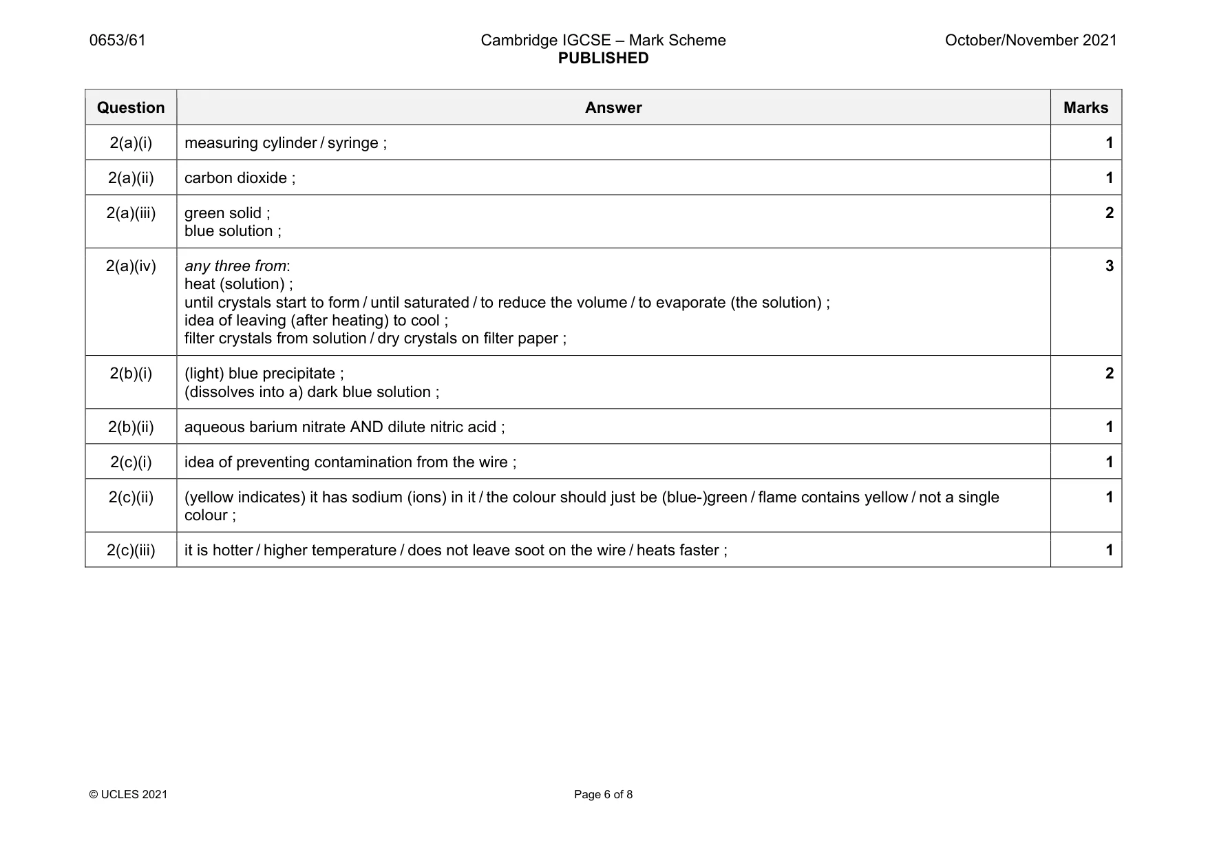 Mark scheme, page 6 of 8