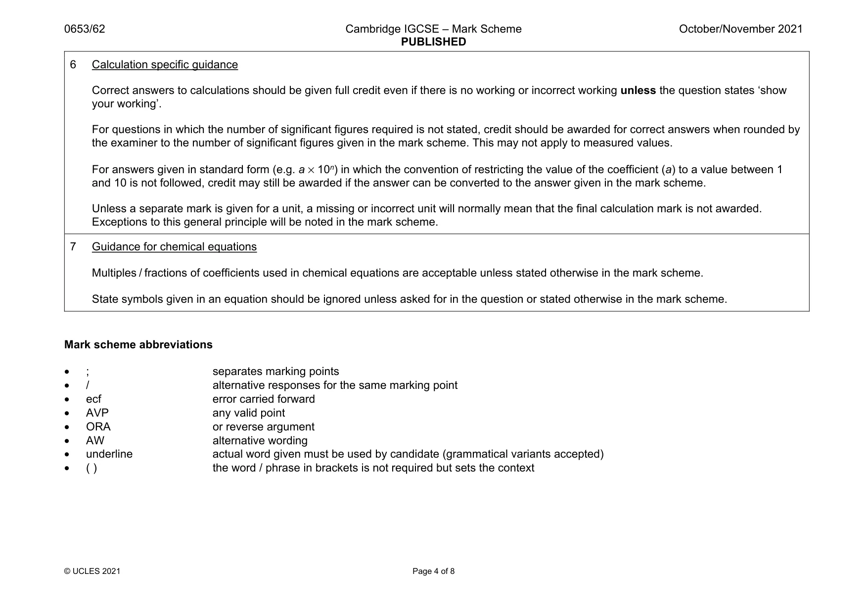 Mark scheme, page 4 of 8