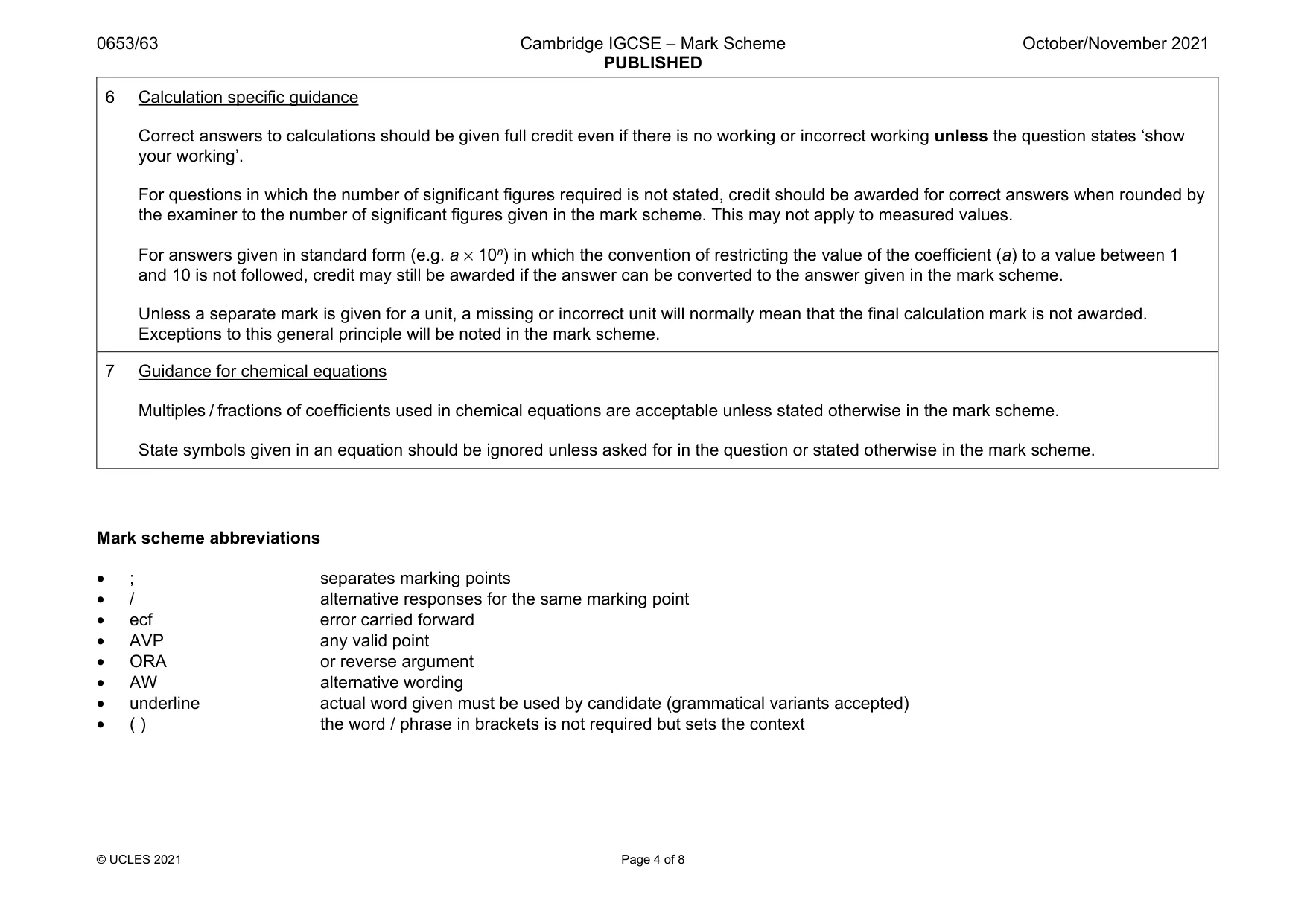Mark scheme, page 4 of 8