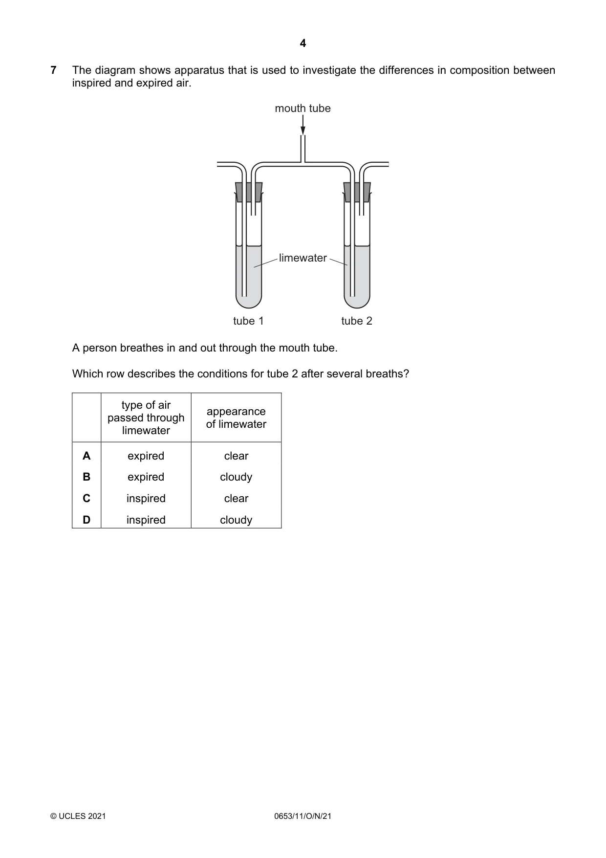 Cambridge IGCSE Science - Combined 0653 2021 Oct/Nov Paper 1 · Variant 1 question paper, page 4 of 16