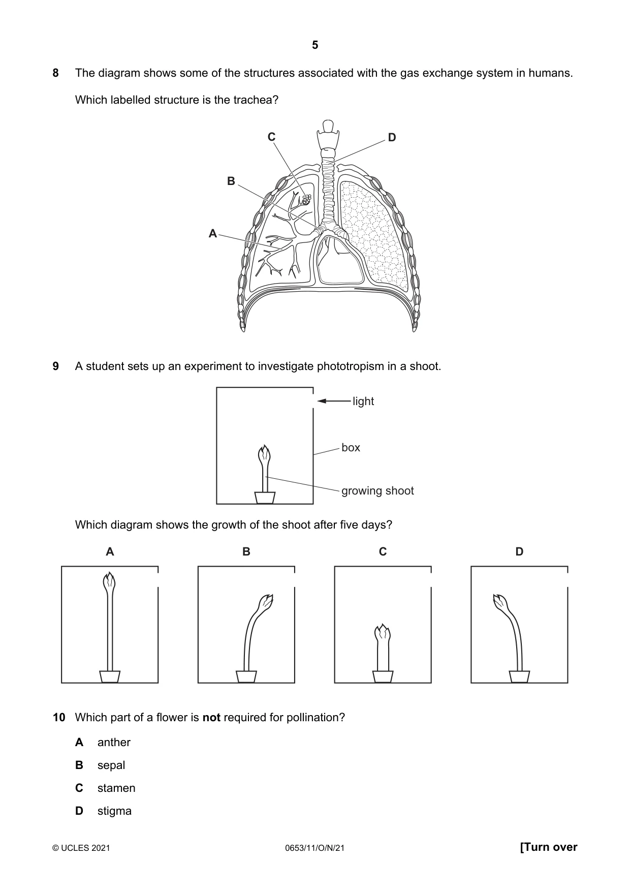 Cambridge IGCSE Science - Combined 0653 2021 Oct/Nov Paper 1 · Variant 1 question paper, page 5 of 16