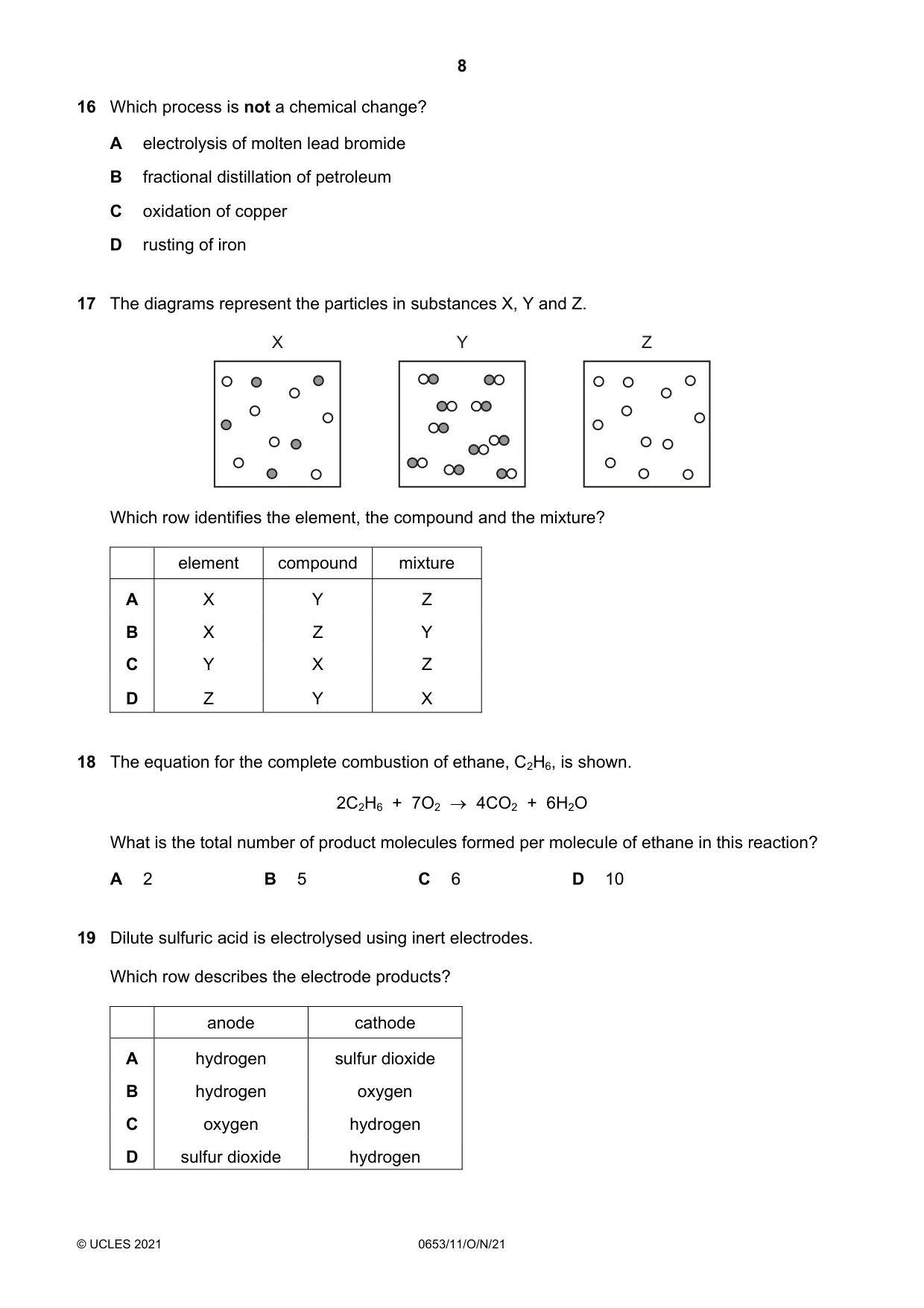 Cambridge IGCSE Science - Combined 0653 2021 Oct/Nov Paper 1 · Variant 1 question paper, page 8 of 16