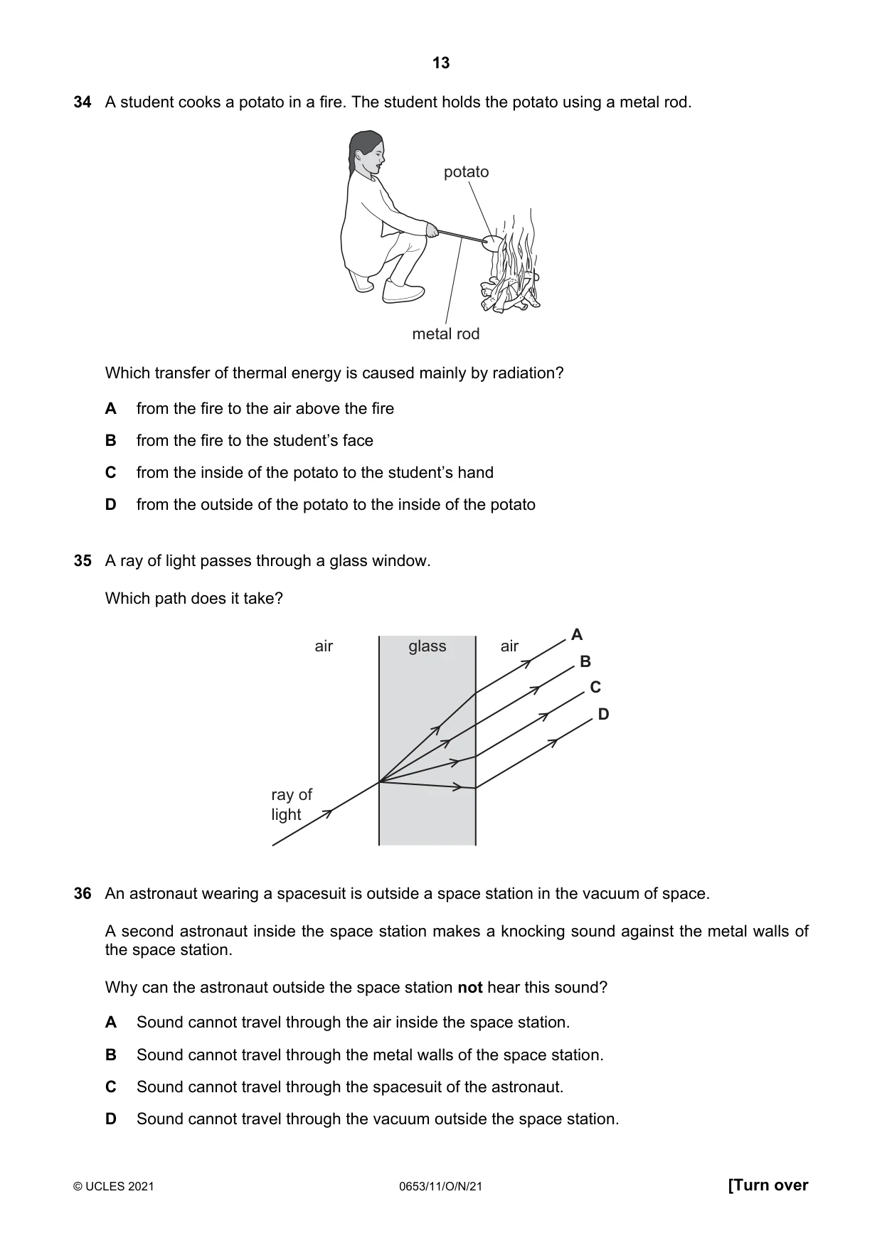 Cambridge IGCSE Science - Combined 0653 2021 Oct/Nov Paper 1 · Variant 1 question paper, page 13 of 16