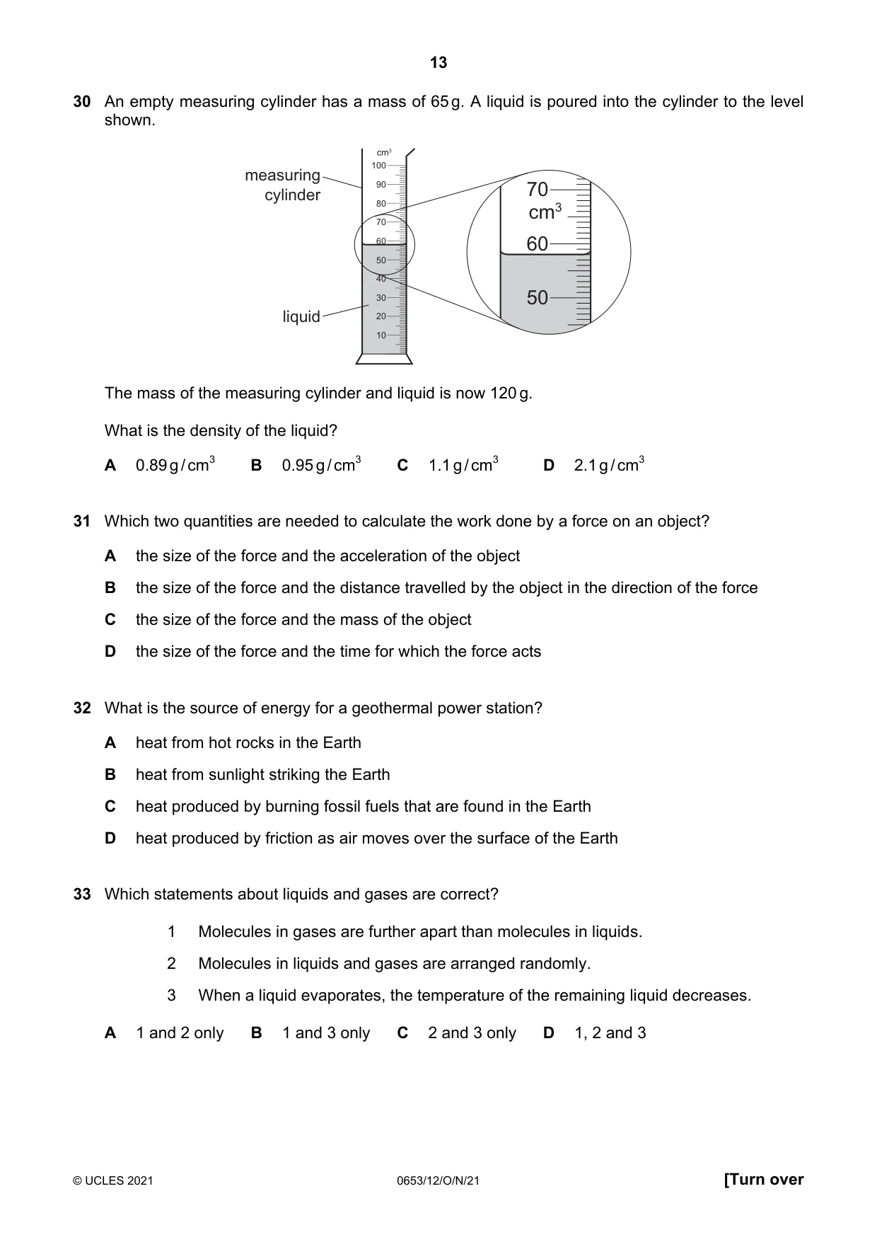 Cambridge IGCSE Science - Combined 0653 2021 Oct/Nov Paper 1 · Variant 2 question paper, page 13 of 20