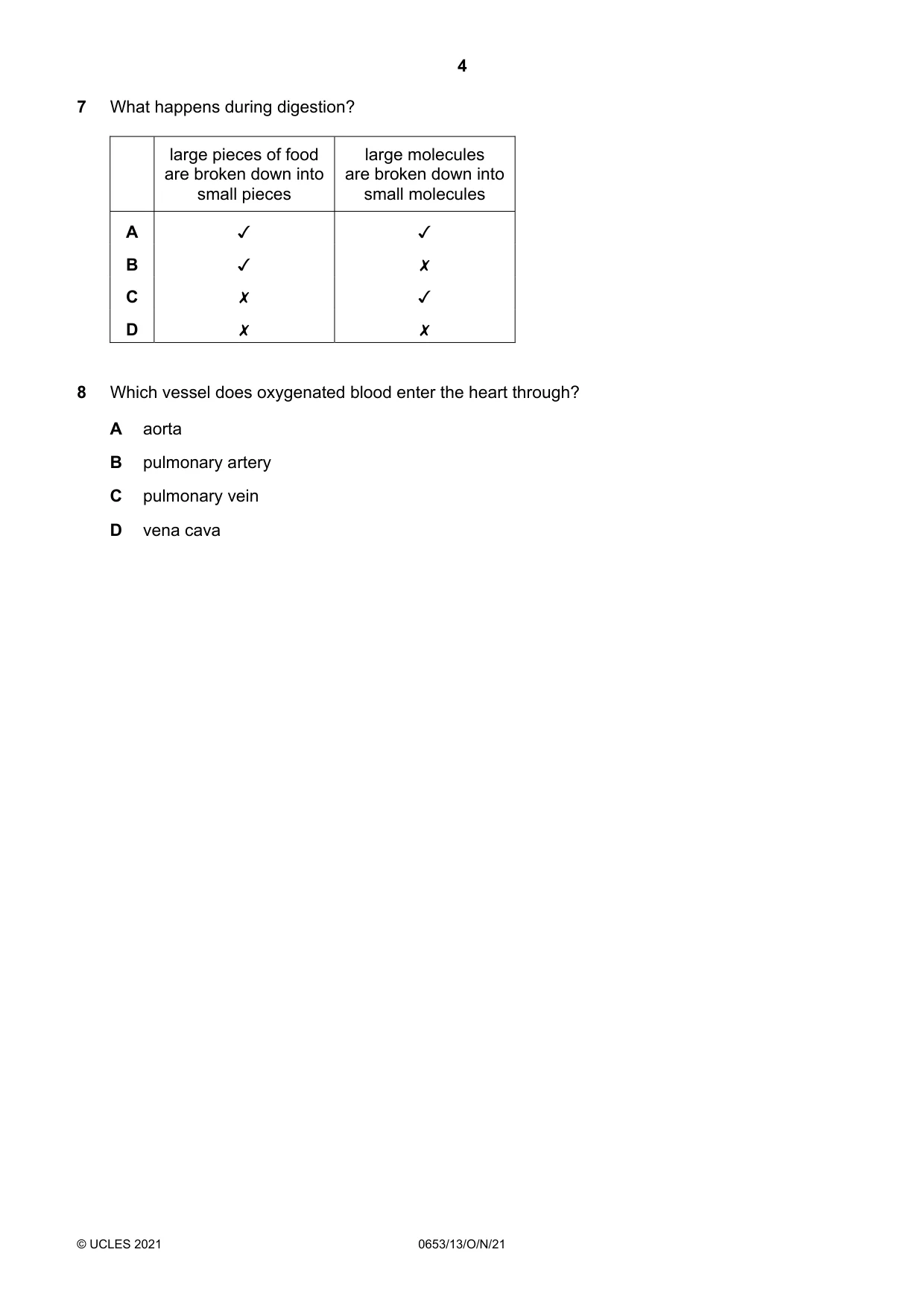 Cambridge IGCSE Science - Combined 0653 2021 Oct/Nov Paper 1 · Variant 3 question paper, page 4 of 20