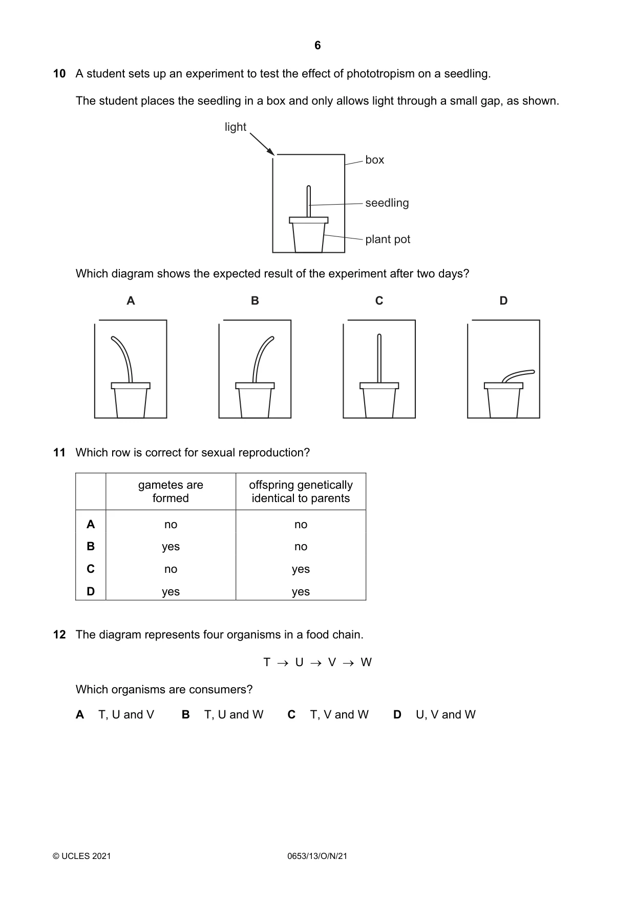 Cambridge IGCSE Science - Combined 0653 2021 Oct/Nov Paper 1 · Variant 3 question paper, page 6 of 20