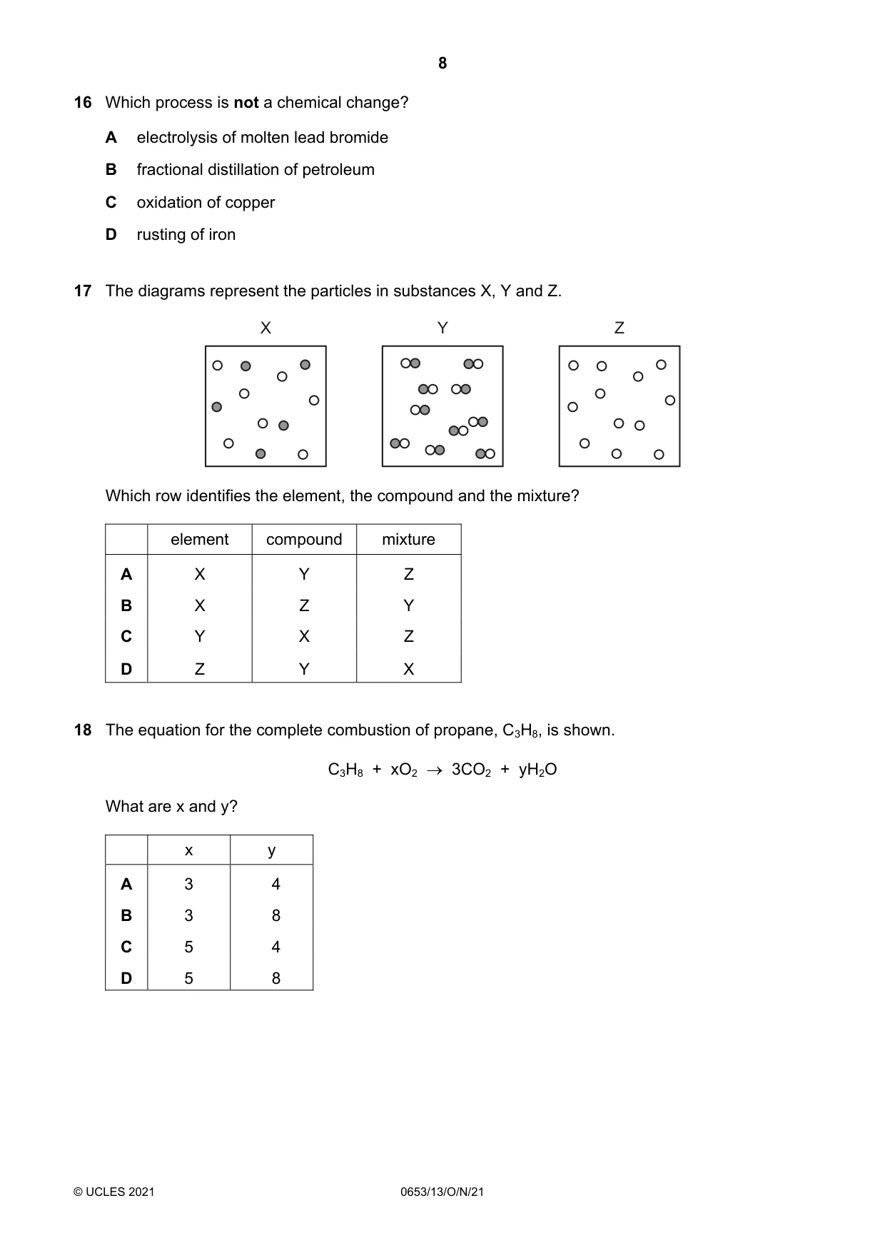 Cambridge IGCSE Science - Combined 0653 2021 Oct/Nov Paper 1 · Variant 3 question paper, page 8 of 20