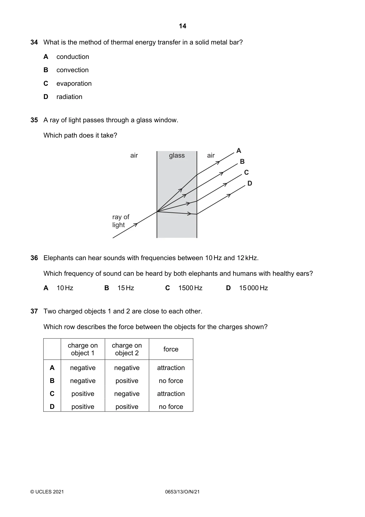 Cambridge IGCSE Science - Combined 0653 2021 Oct/Nov Paper 1 · Variant 3 question paper, page 14 of 20