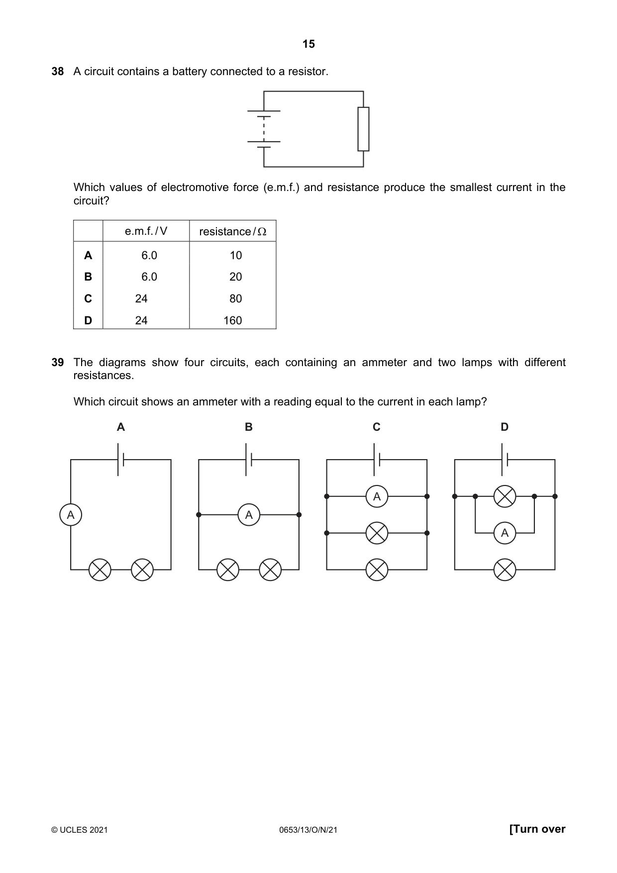Cambridge IGCSE Science - Combined 0653 2021 Oct/Nov Paper 1 · Variant 3 question paper, page 15 of 20