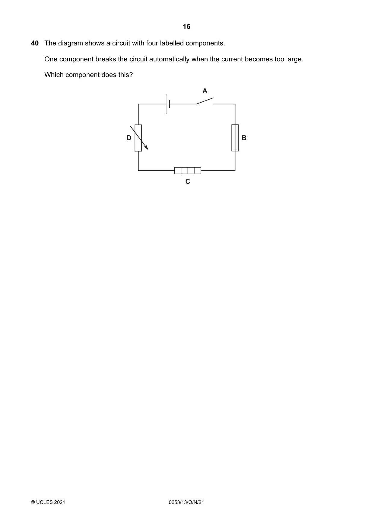 Cambridge IGCSE Science - Combined 0653 2021 Oct/Nov Paper 1 · Variant 3 question paper, page 16 of 20