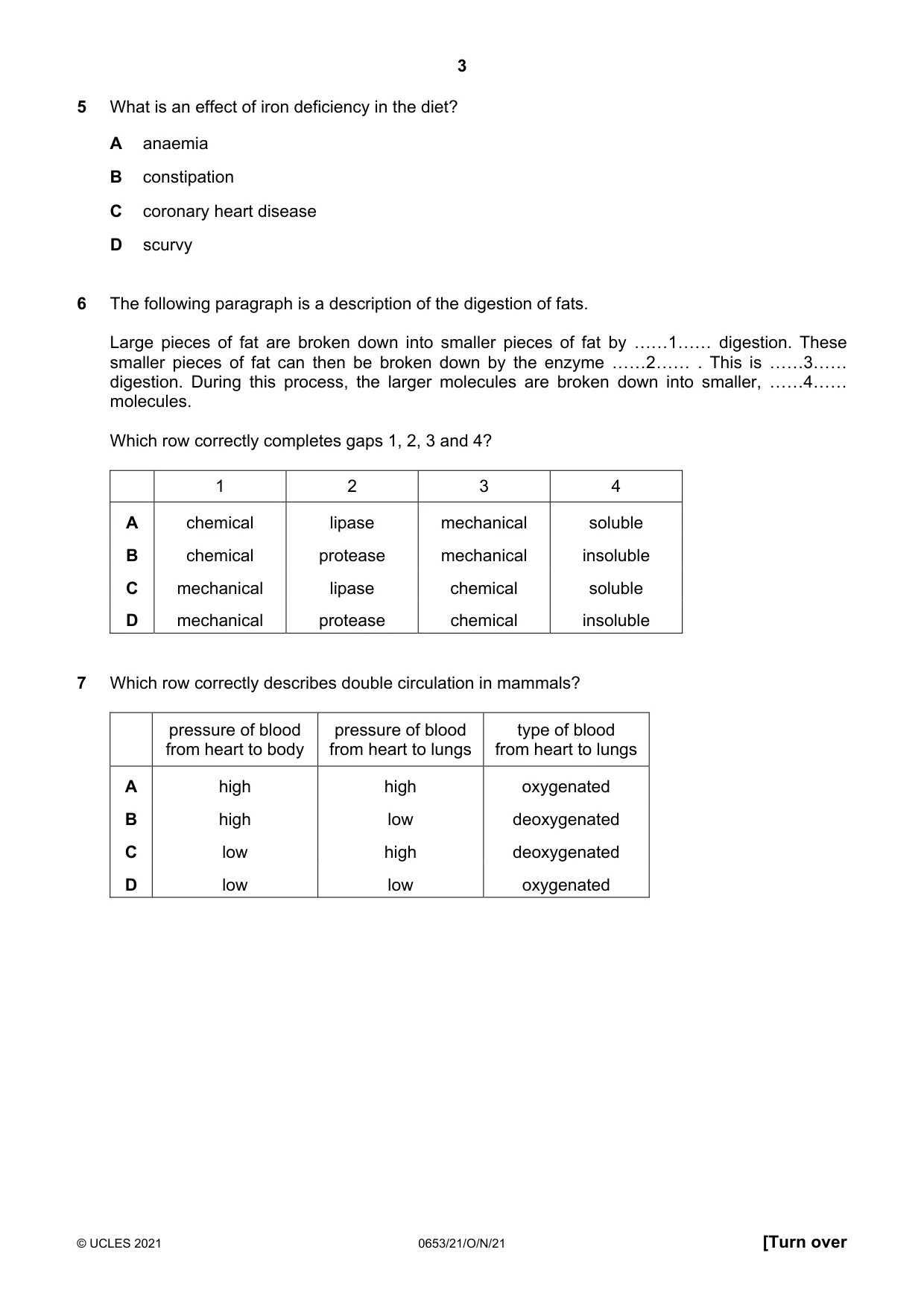 Cambridge IGCSE Science - Combined 0653 2021 Oct/Nov Paper 2 · Variant 1 question paper, page 3 of 16