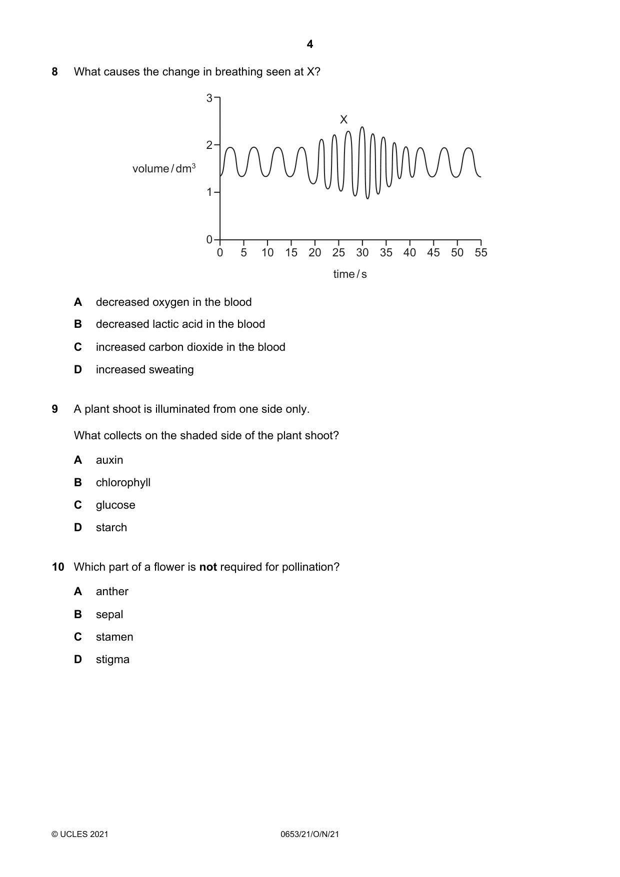 Cambridge IGCSE Science - Combined 0653 2021 Oct/Nov Paper 2 · Variant 1 question paper, page 4 of 16