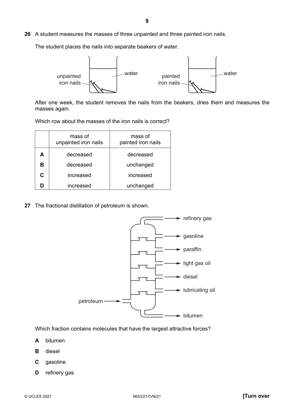 Cambridge IGCSE Science - Combined 0653 2021 Oct/Nov Paper 2 · Variant 1 question paper, page 9 of 16