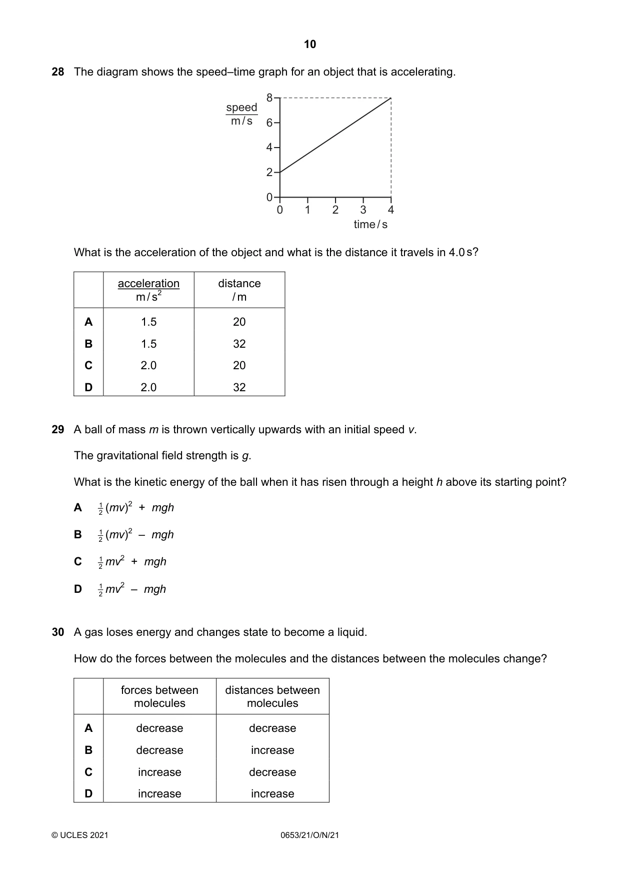 Cambridge IGCSE Science - Combined 0653 2021 Oct/Nov Paper 2 · Variant 1 question paper, page 10 of 16