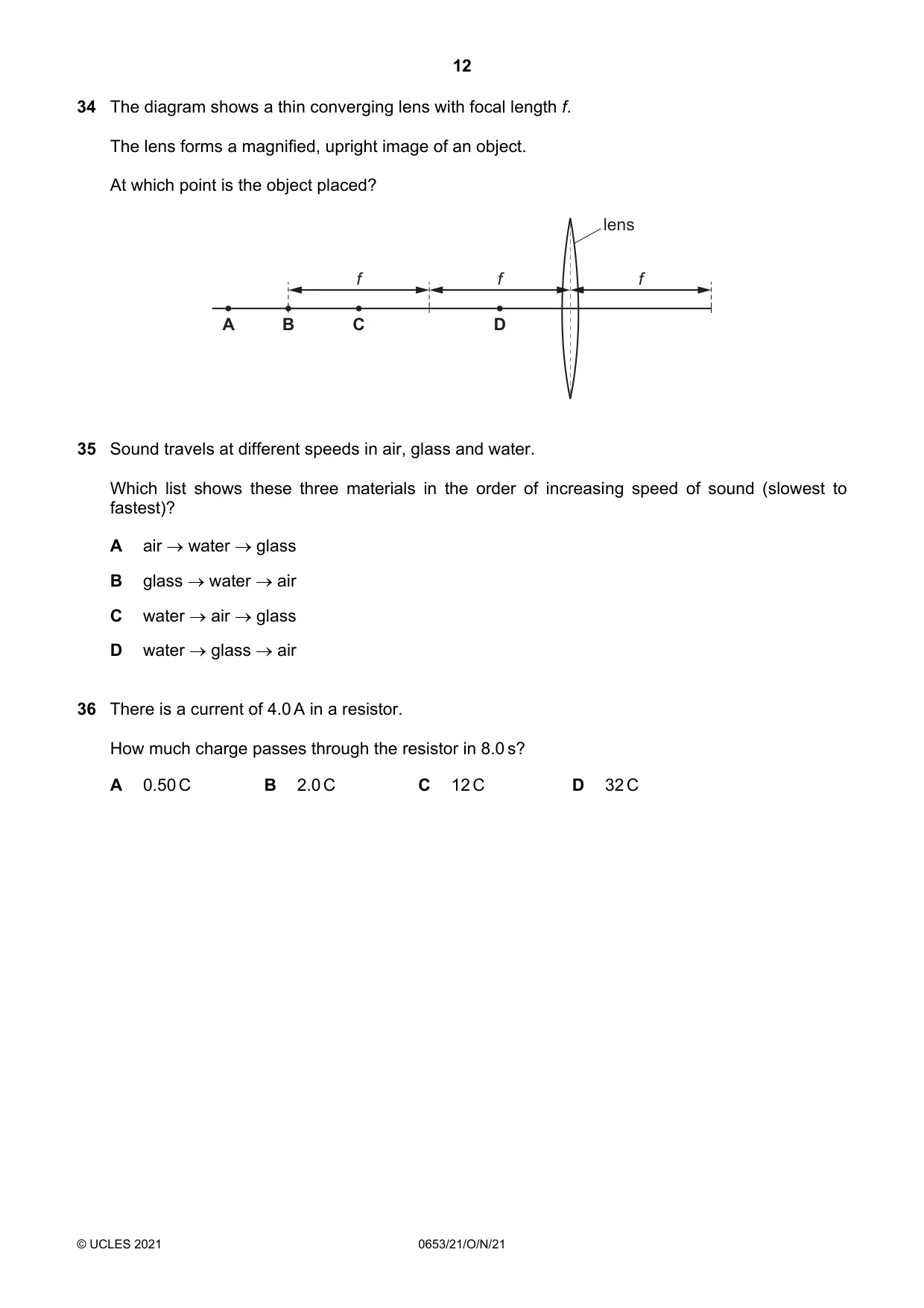 Cambridge IGCSE Science - Combined 0653 2021 Oct/Nov Paper 2 · Variant 1 question paper, page 12 of 16