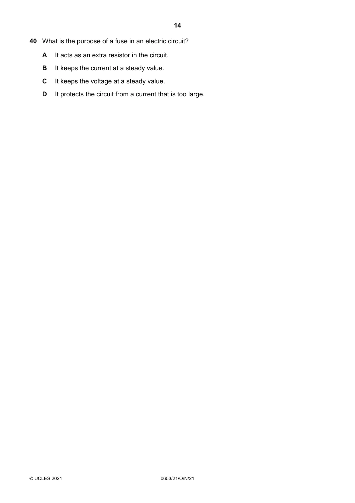 Cambridge IGCSE Science - Combined 0653 2021 Oct/Nov Paper 2 · Variant 1 question paper, page 14 of 16