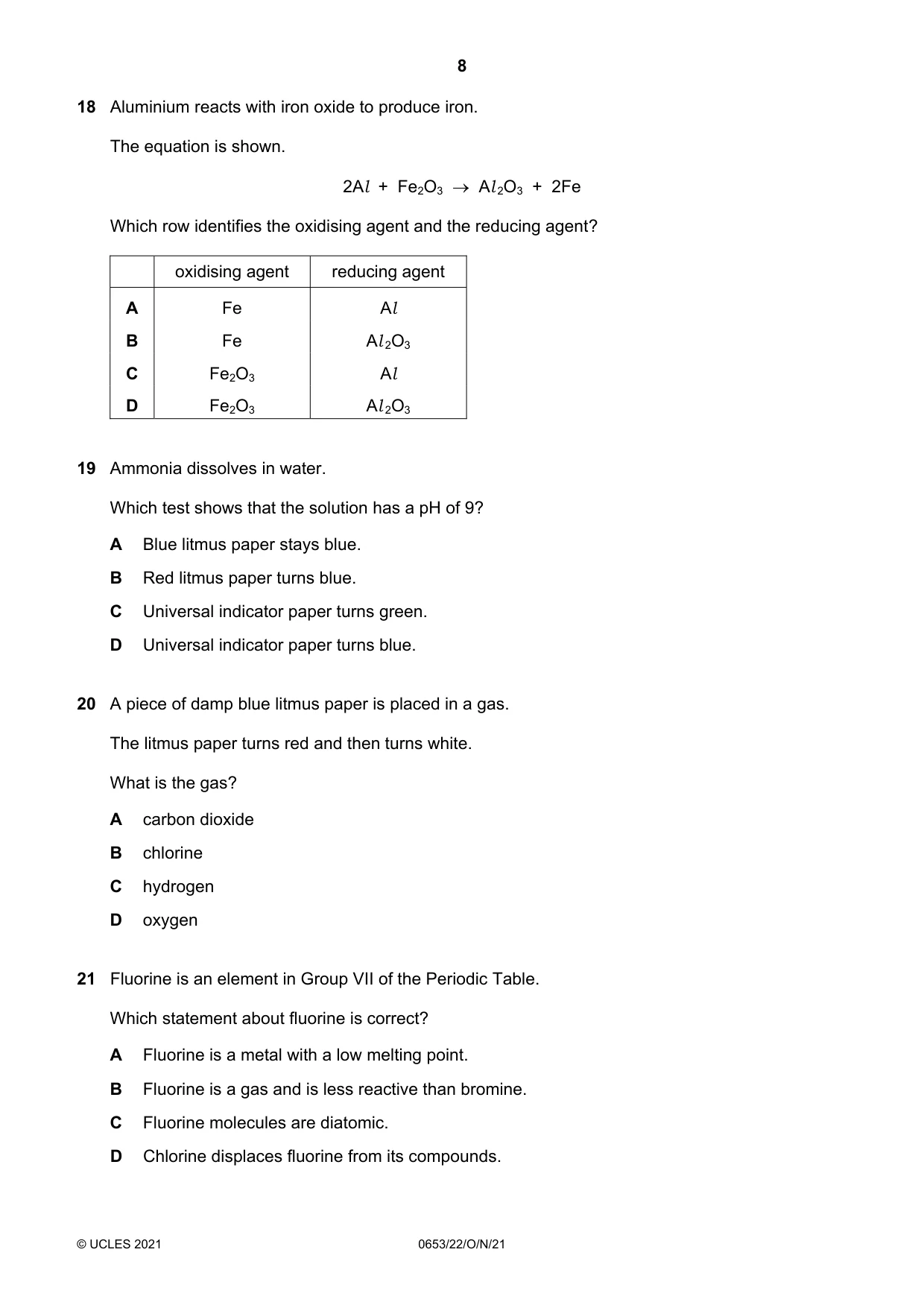 Cambridge IGCSE Science - Combined 0653 2021 Oct/Nov Paper 2 · Variant 2 question paper, page 8 of 16