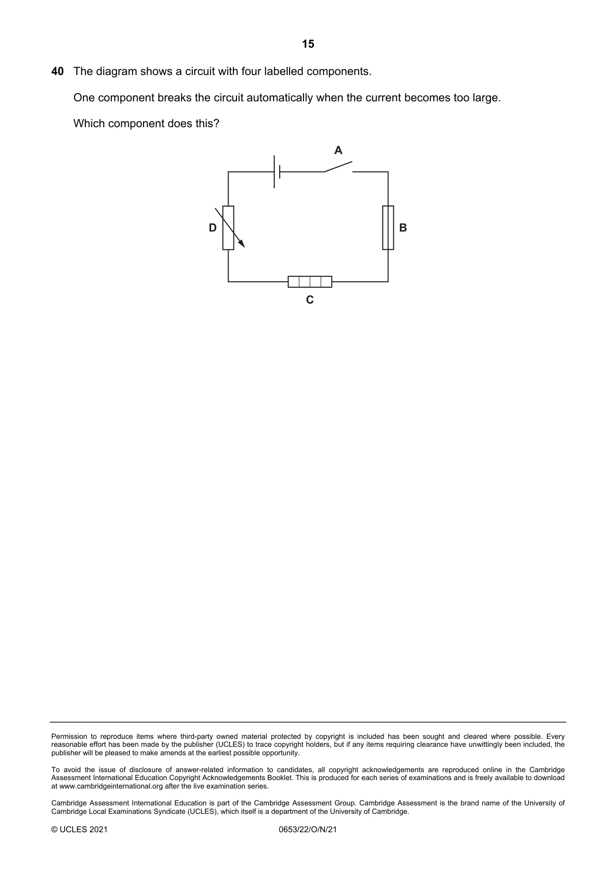 Cambridge IGCSE Science - Combined 0653 2021 Oct/Nov Paper 2 · Variant 2 question paper, page 15 of 16
