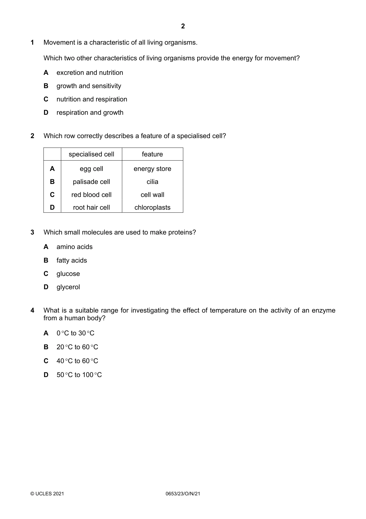 Cambridge IGCSE Science - Combined 0653 2021 Oct/Nov Paper 2 · Variant 3 question paper, page 2 of 16