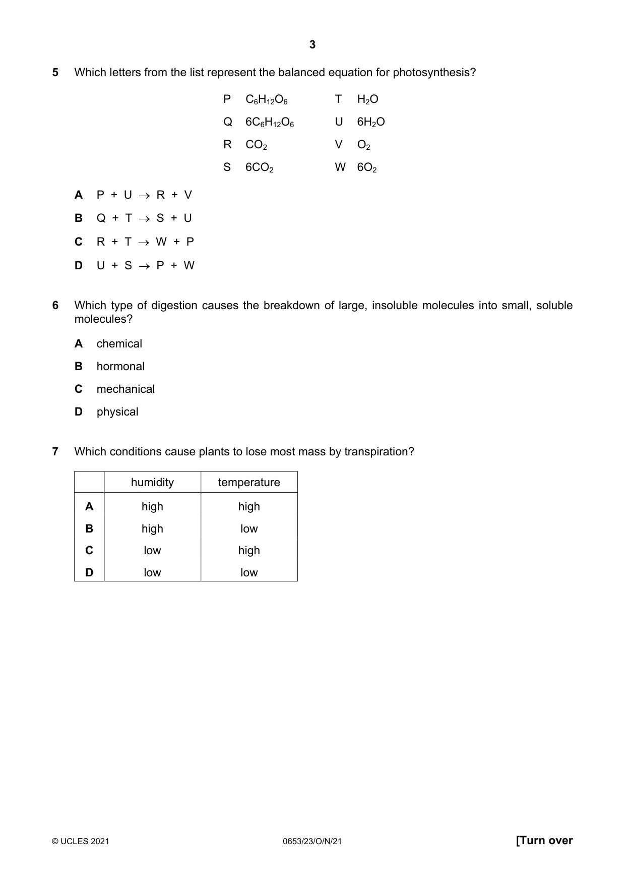 Cambridge IGCSE Science - Combined 0653 2021 Oct/Nov Paper 2 · Variant 3 question paper, page 3 of 16