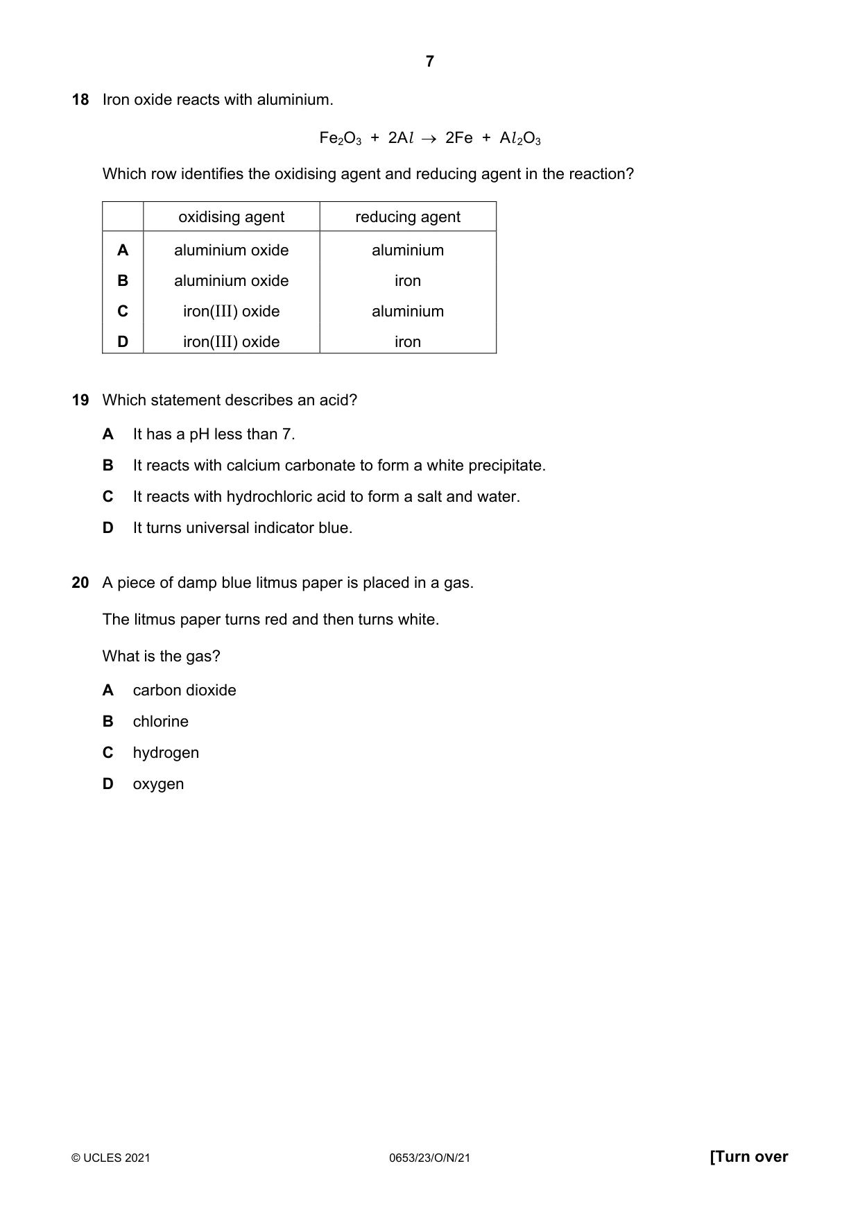 Cambridge IGCSE Science - Combined 0653 2021 Oct/Nov Paper 2 · Variant 3 question paper, page 7 of 16