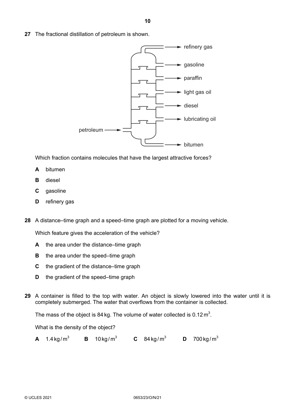 Cambridge IGCSE Science - Combined 0653 2021 Oct/Nov Paper 2 · Variant 3 question paper, page 10 of 16