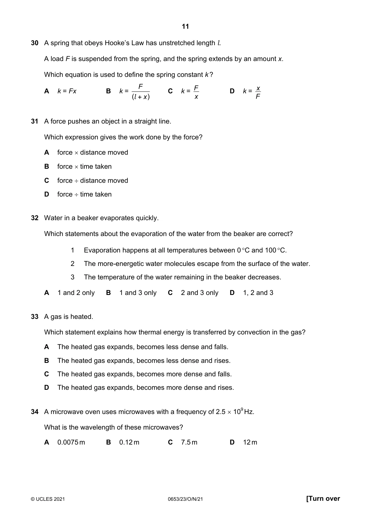 Cambridge IGCSE Science - Combined 0653 2021 Oct/Nov Paper 2 · Variant 3 question paper, page 11 of 16