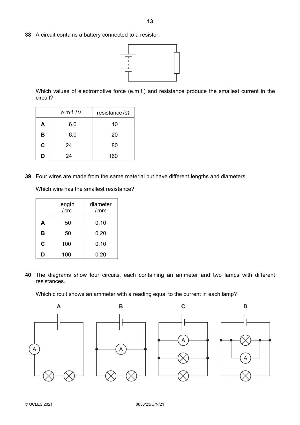 Cambridge IGCSE Science - Combined 0653 2021 Oct/Nov Paper 2 · Variant 3 question paper, page 13 of 16