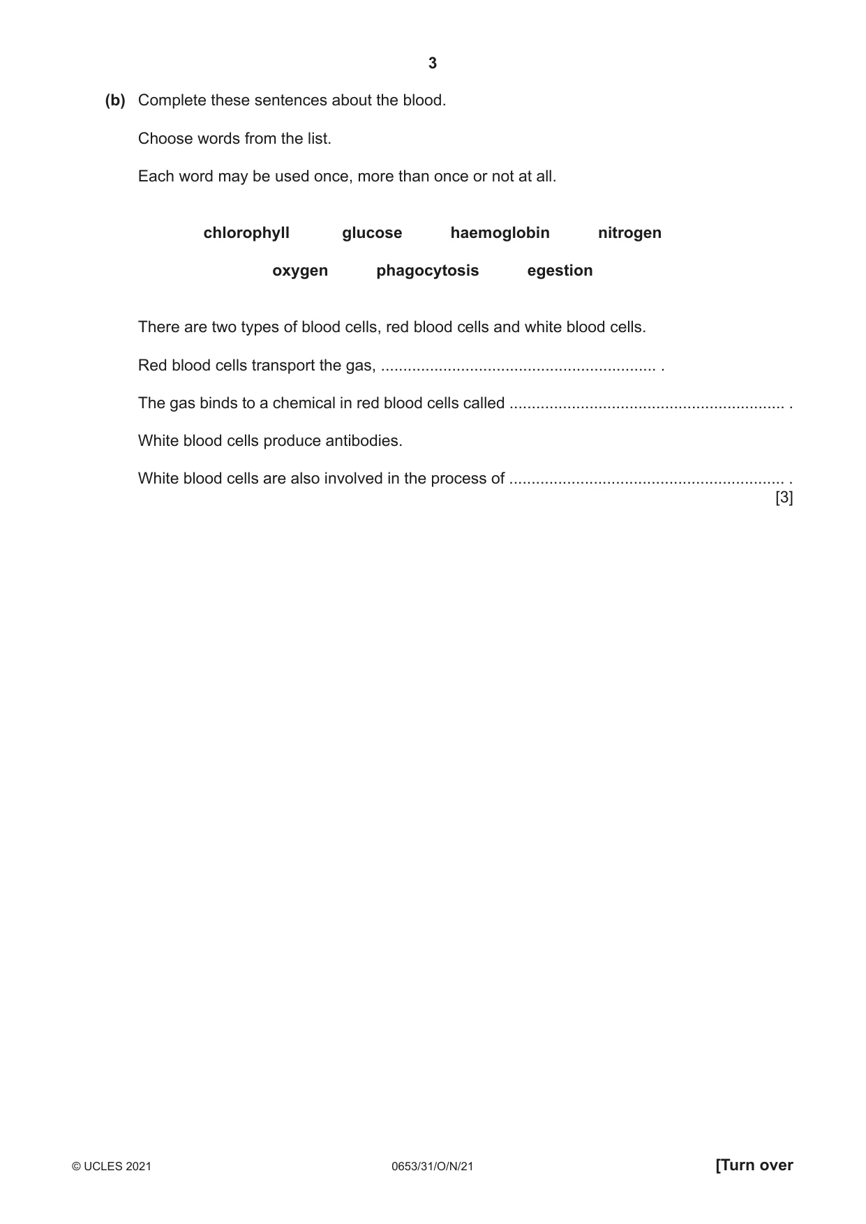Cambridge IGCSE Science - Combined 0653 2021 Oct/Nov Paper 3 · Variant 1 question paper, page 3 of 24