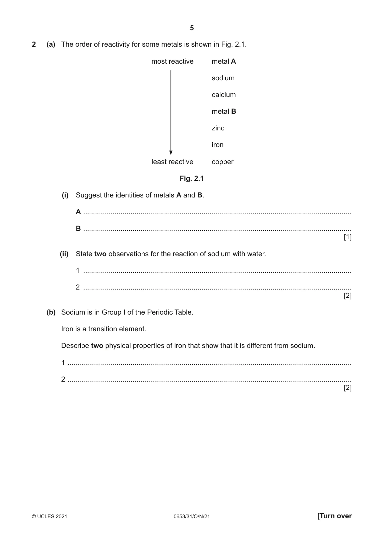 Cambridge IGCSE Science - Combined 0653 2021 Oct/Nov Paper 3 · Variant 1 question paper, page 5 of 24