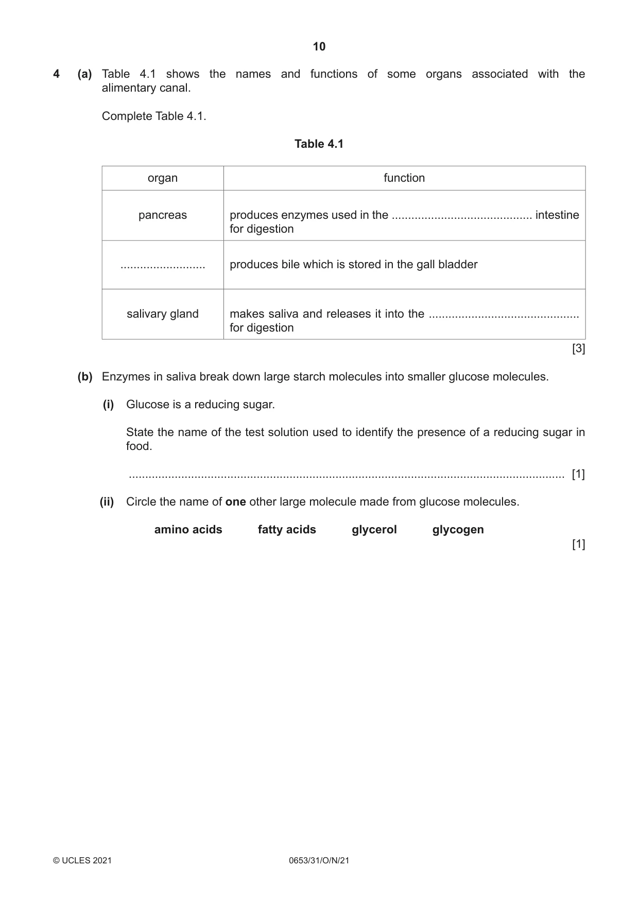 Cambridge IGCSE Science - Combined 0653 2021 Oct/Nov Paper 3 · Variant 1 question paper, page 10 of 24