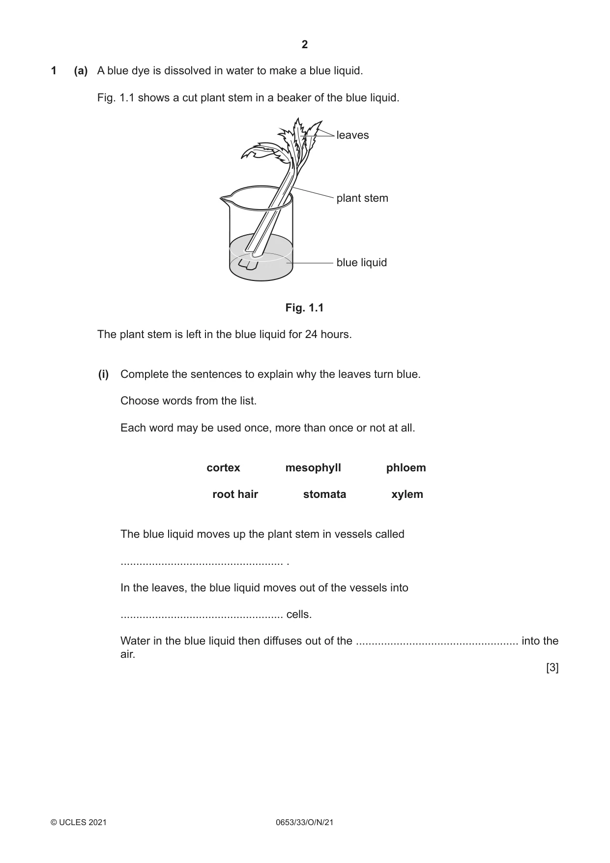 Cambridge IGCSE Science - Combined 0653 2021 Oct/Nov Paper 3 · Variant 3 question paper, page 2 of 24