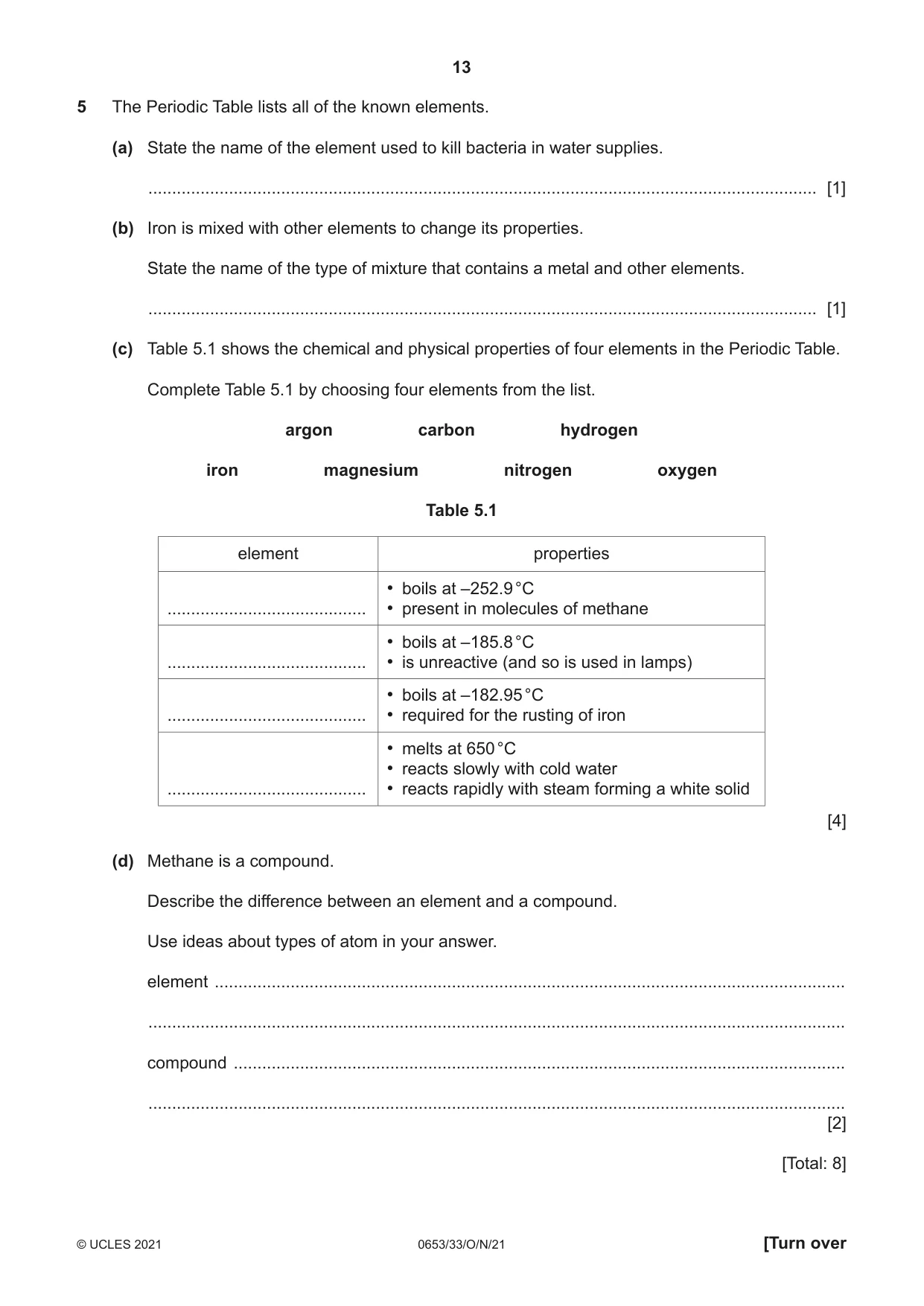 Cambridge IGCSE Science - Combined 0653 2021 Oct/Nov Paper 3 · Variant 3 question paper, page 13 of 24