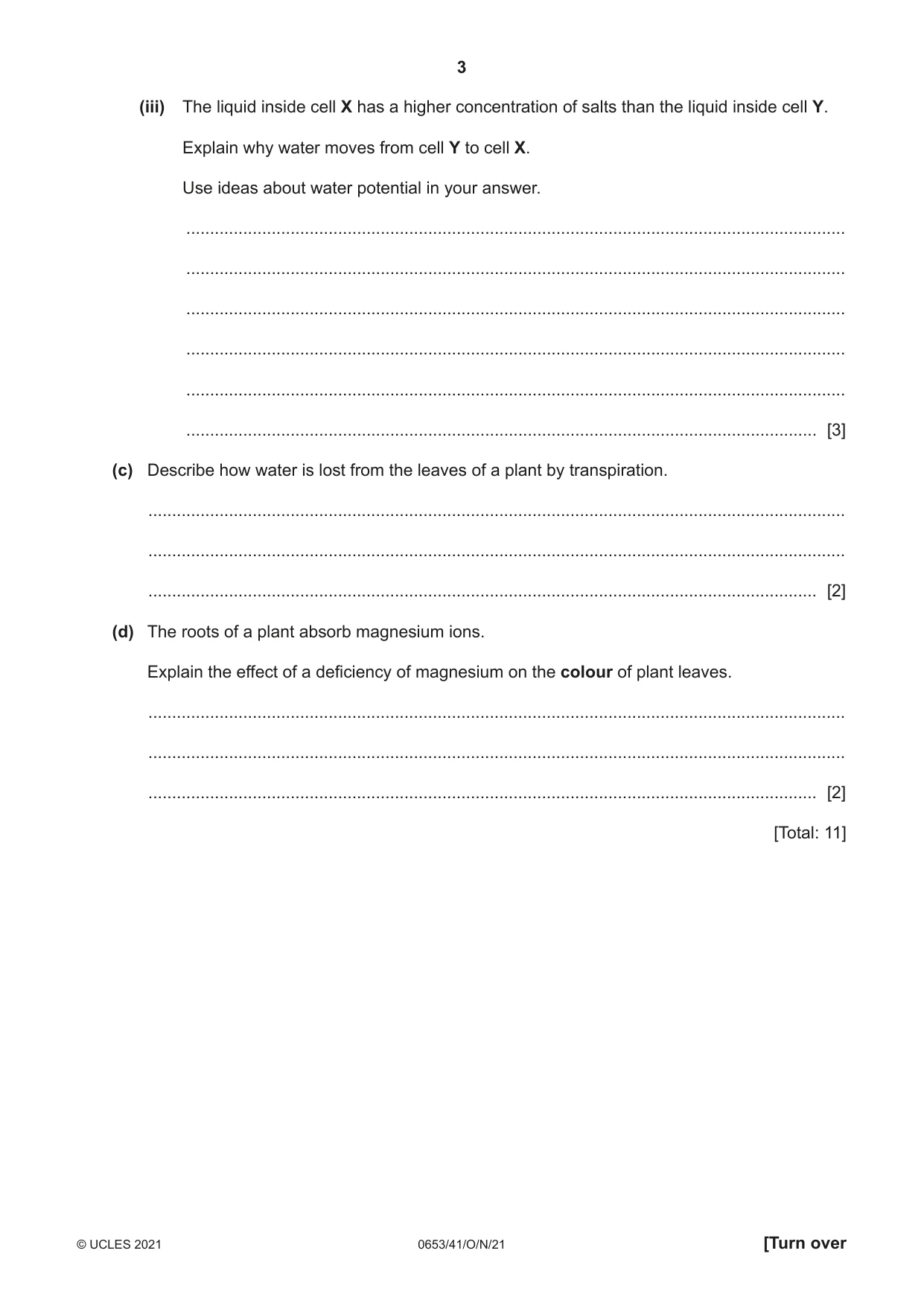 Cambridge IGCSE Science - Combined 0653 2021 Oct/Nov Paper 4 · Variant 1 question paper, page 3 of 20
