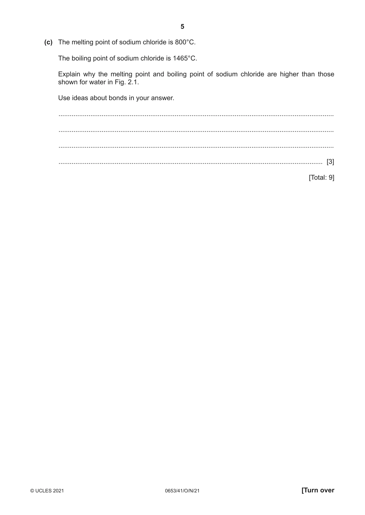 Cambridge IGCSE Science - Combined 0653 2021 Oct/Nov Paper 4 · Variant 1 question paper, page 5 of 20