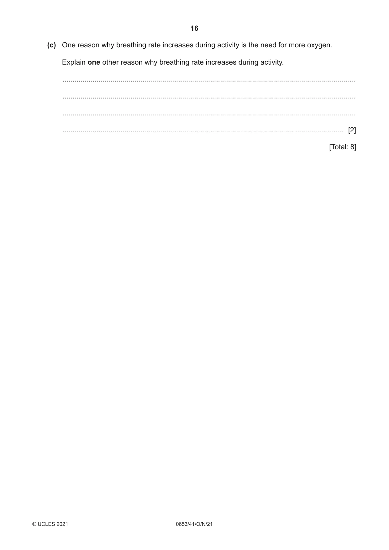 Cambridge IGCSE Science - Combined 0653 2021 Oct/Nov Paper 4 · Variant 1 question paper, page 16 of 20