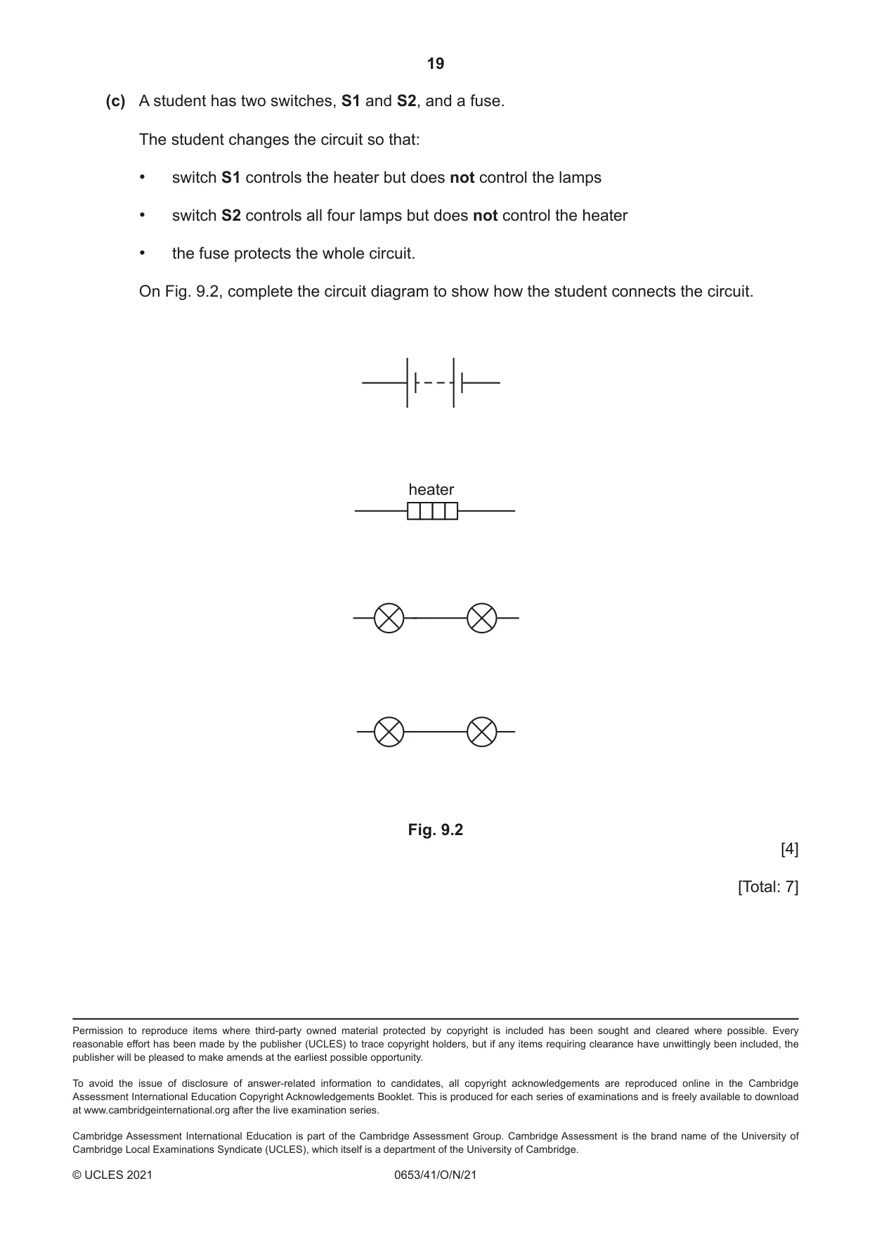 Cambridge IGCSE Science - Combined 0653 2021 Oct/Nov Paper 4 · Variant 1 question paper, page 19 of 20
