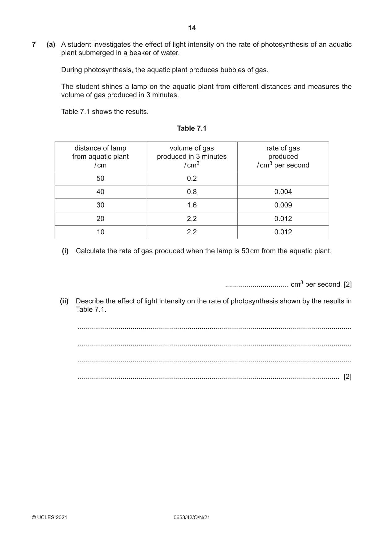 Cambridge IGCSE Science - Combined 0653 2021 Oct/Nov Paper 4 · Variant 2 question paper, page 14 of 24