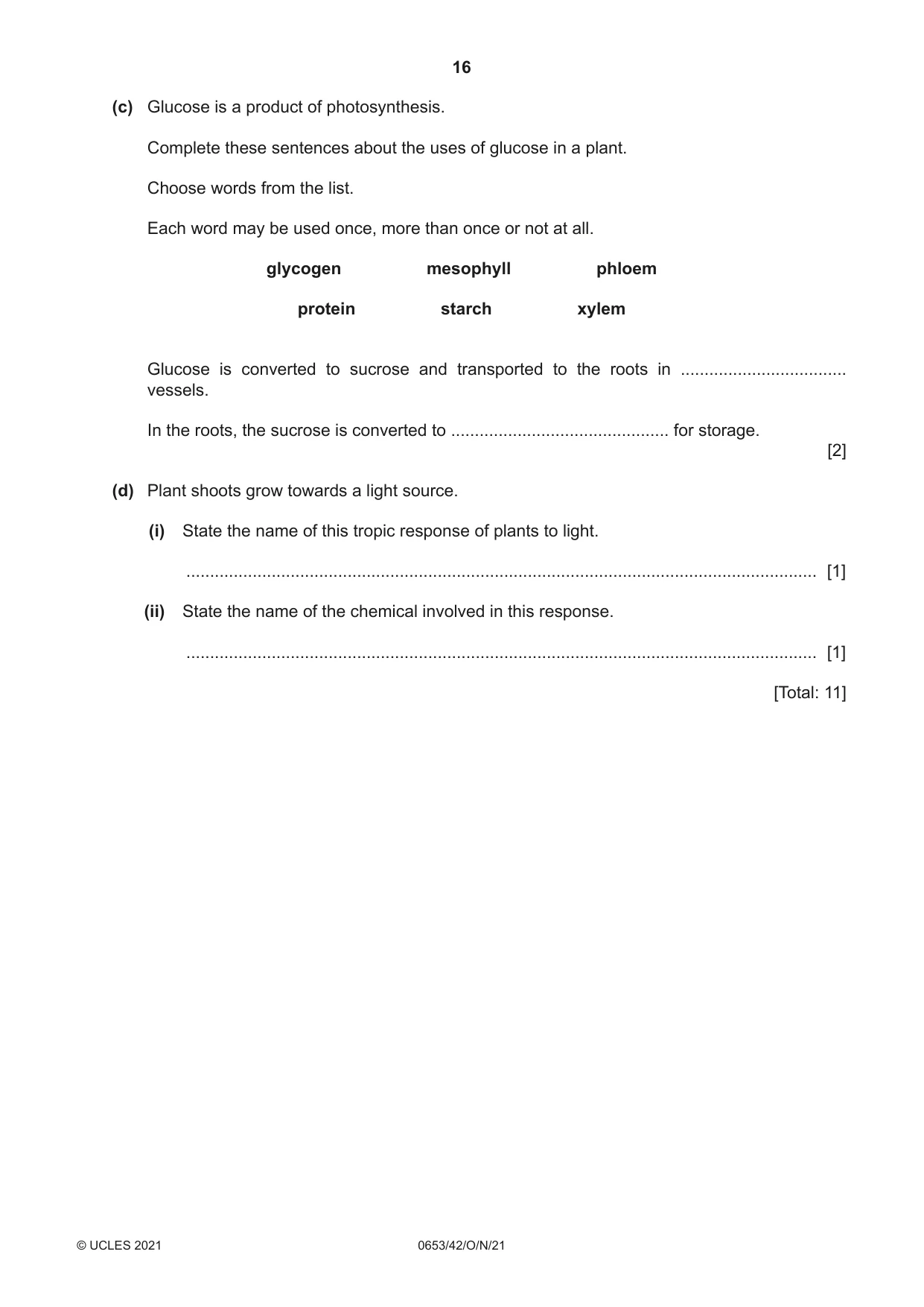 Cambridge IGCSE Science - Combined 0653 2021 Oct/Nov Paper 4 · Variant 2 question paper, page 16 of 24