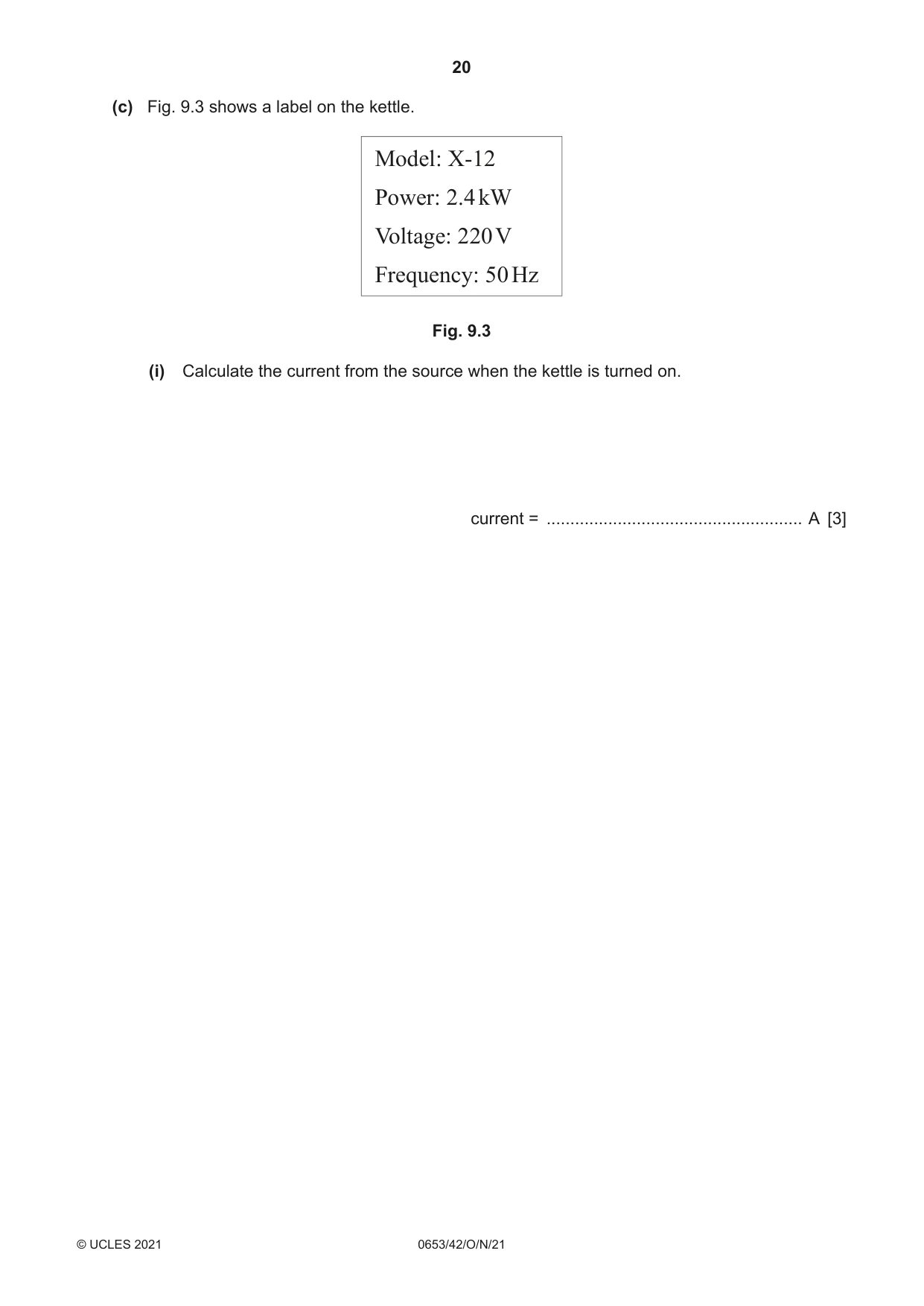 Cambridge IGCSE Science - Combined 0653 2021 Oct/Nov Paper 4 · Variant 2 question paper, page 20 of 24