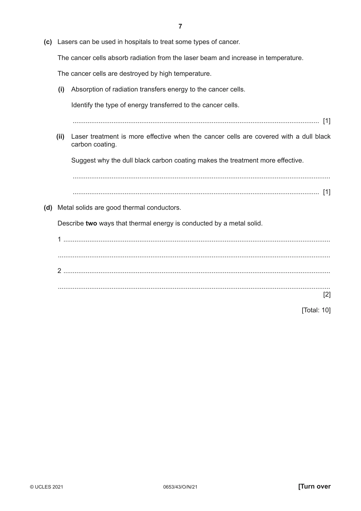 Cambridge IGCSE Science - Combined 0653 2021 Oct/Nov Paper 4 · Variant 3 question paper, page 7 of 24