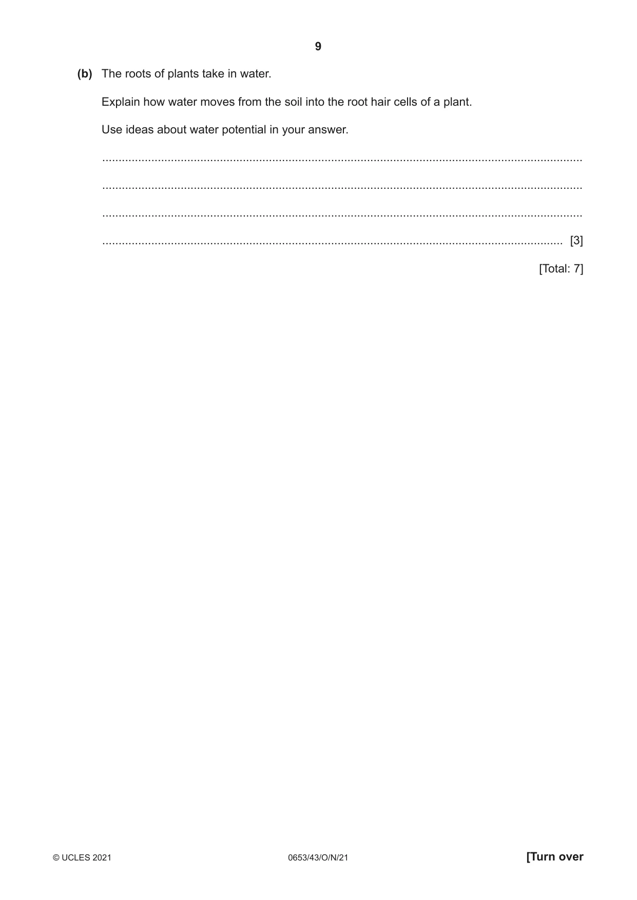 Cambridge IGCSE Science - Combined 0653 2021 Oct/Nov Paper 4 · Variant 3 question paper, page 9 of 24