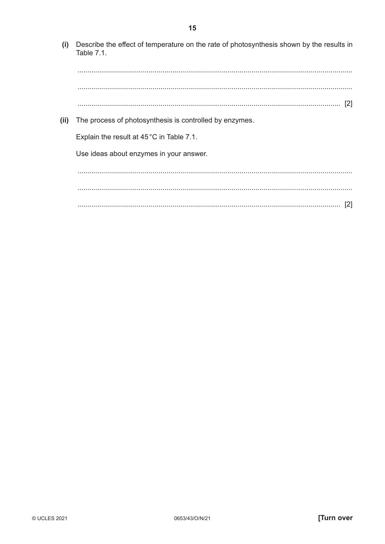 Cambridge IGCSE Science - Combined 0653 2021 Oct/Nov Paper 4 · Variant 3 question paper, page 15 of 24
