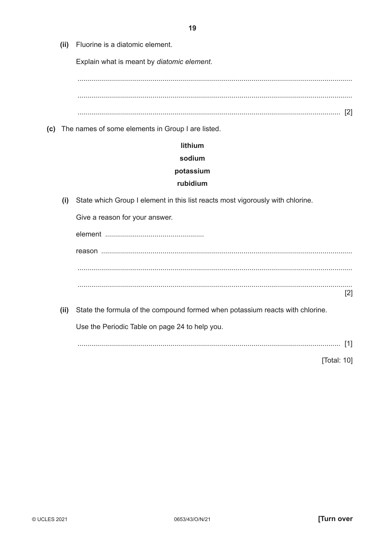 Cambridge IGCSE Science - Combined 0653 2021 Oct/Nov Paper 4 · Variant 3 question paper, page 19 of 24
