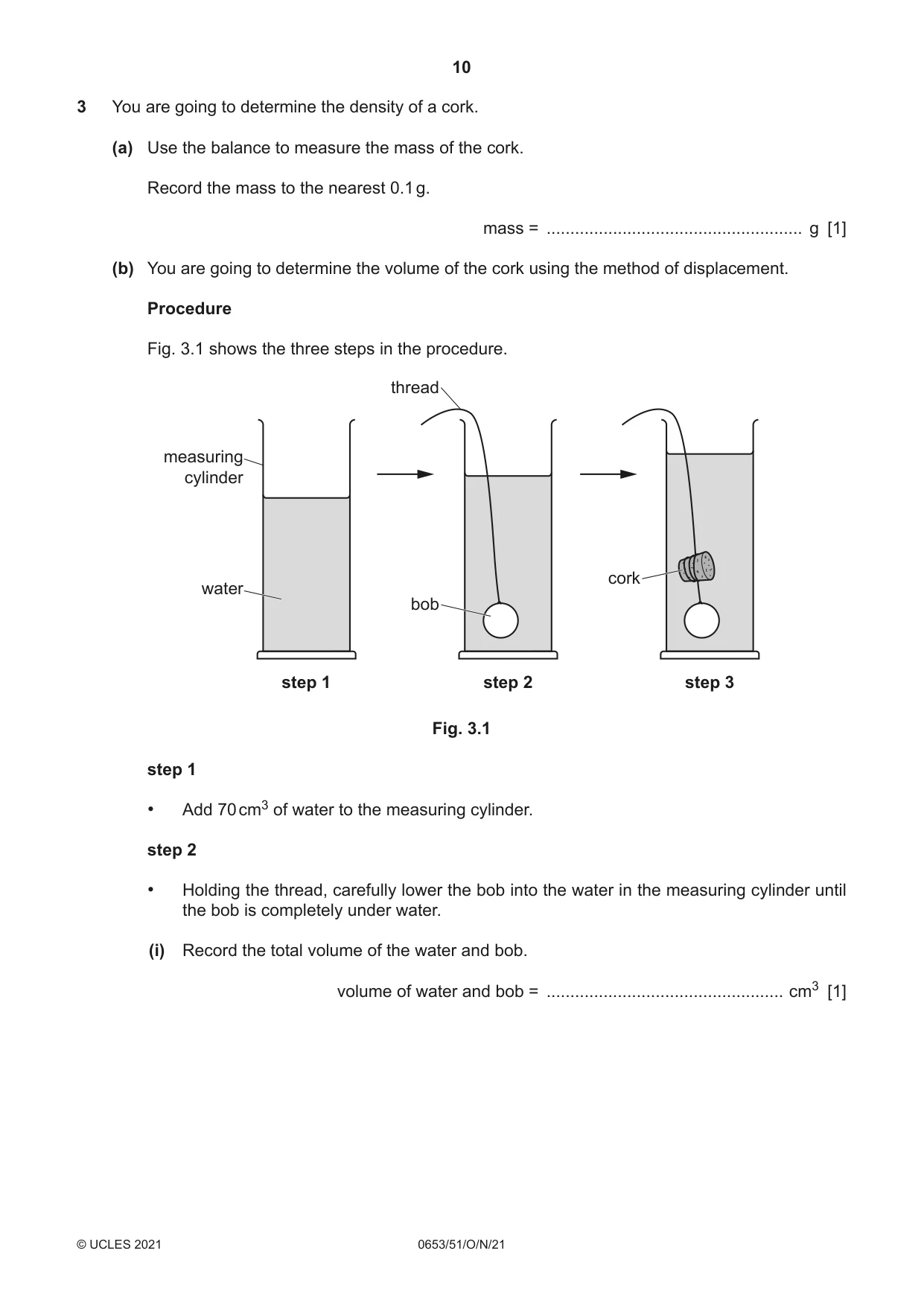 Cambridge IGCSE Science - Combined 0653 2021 Oct/Nov Paper 5 · Variant 1 question paper, page 10 of 16