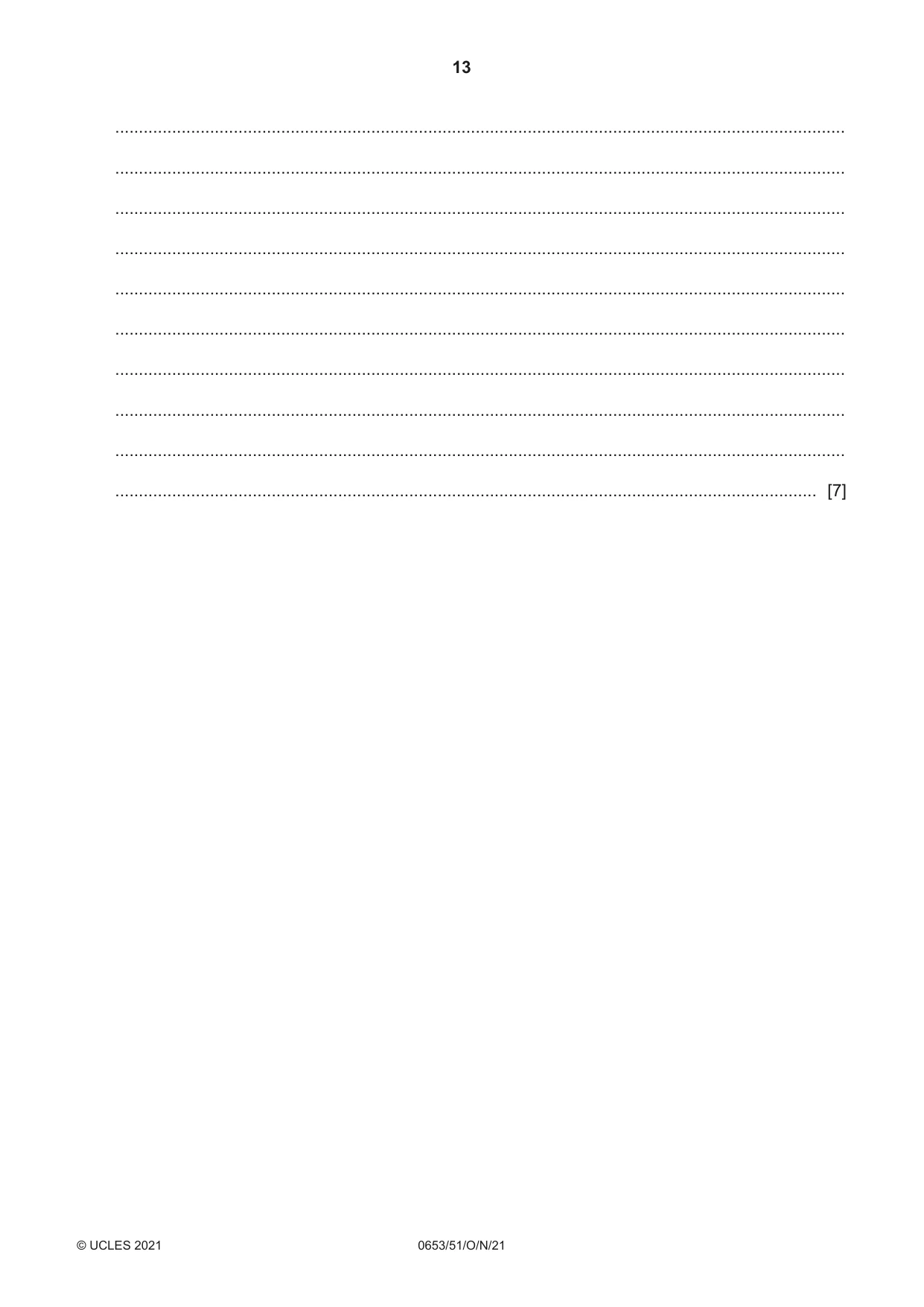 Cambridge IGCSE Science - Combined 0653 2021 Oct/Nov Paper 5 · Variant 1 question paper, page 13 of 16