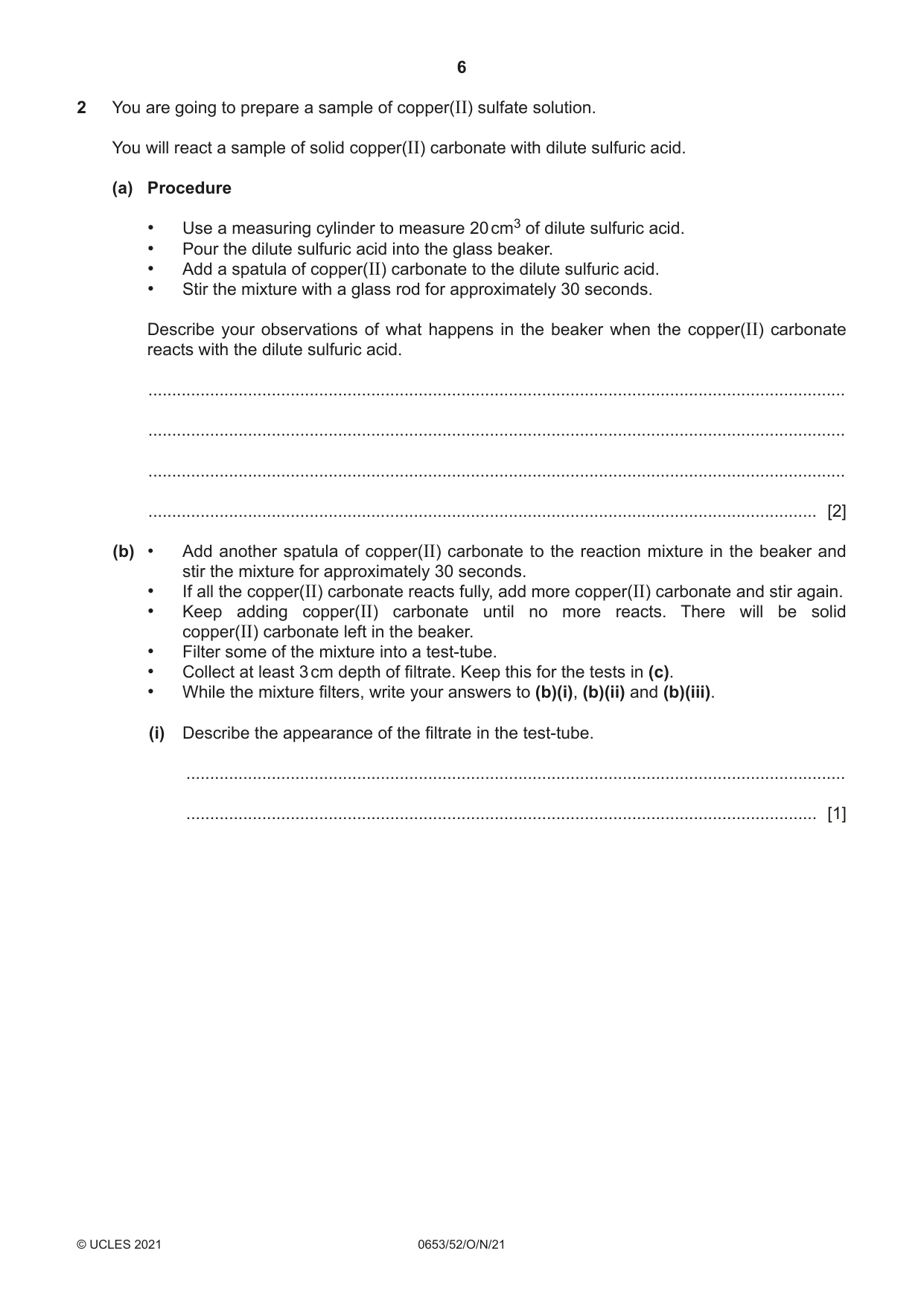 Cambridge IGCSE Science - Combined 0653 2021 Oct/Nov Paper 5 · Variant 2 question paper, page 6 of 16