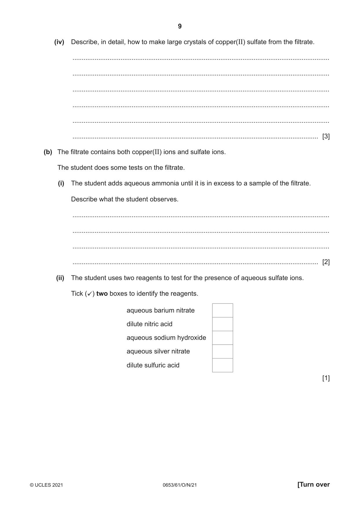 Cambridge IGCSE Science - Combined 0653 2021 Oct/Nov Paper 6 · Variant 1 question paper, page 9 of 20